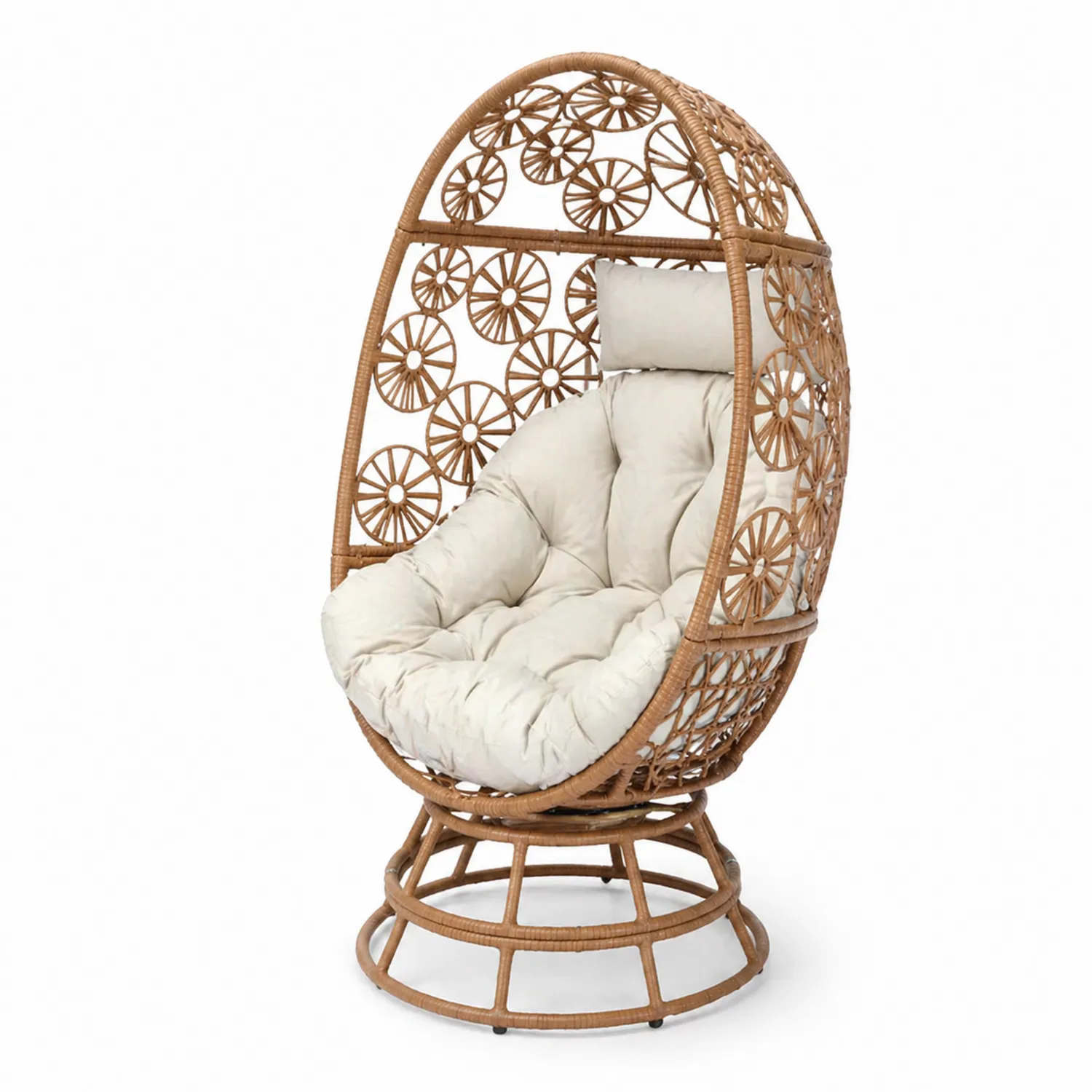 Fauteuil en rotin avec coussin beige