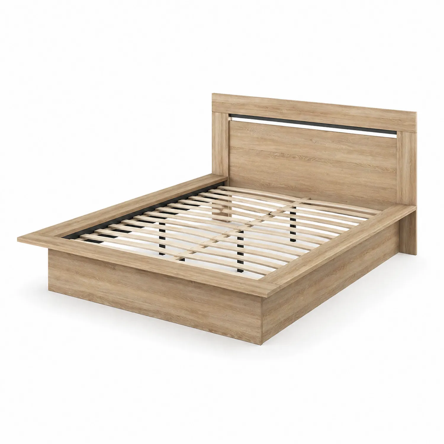 Lit double en bois d'ingénierie 200x160 cm Chêne naturel