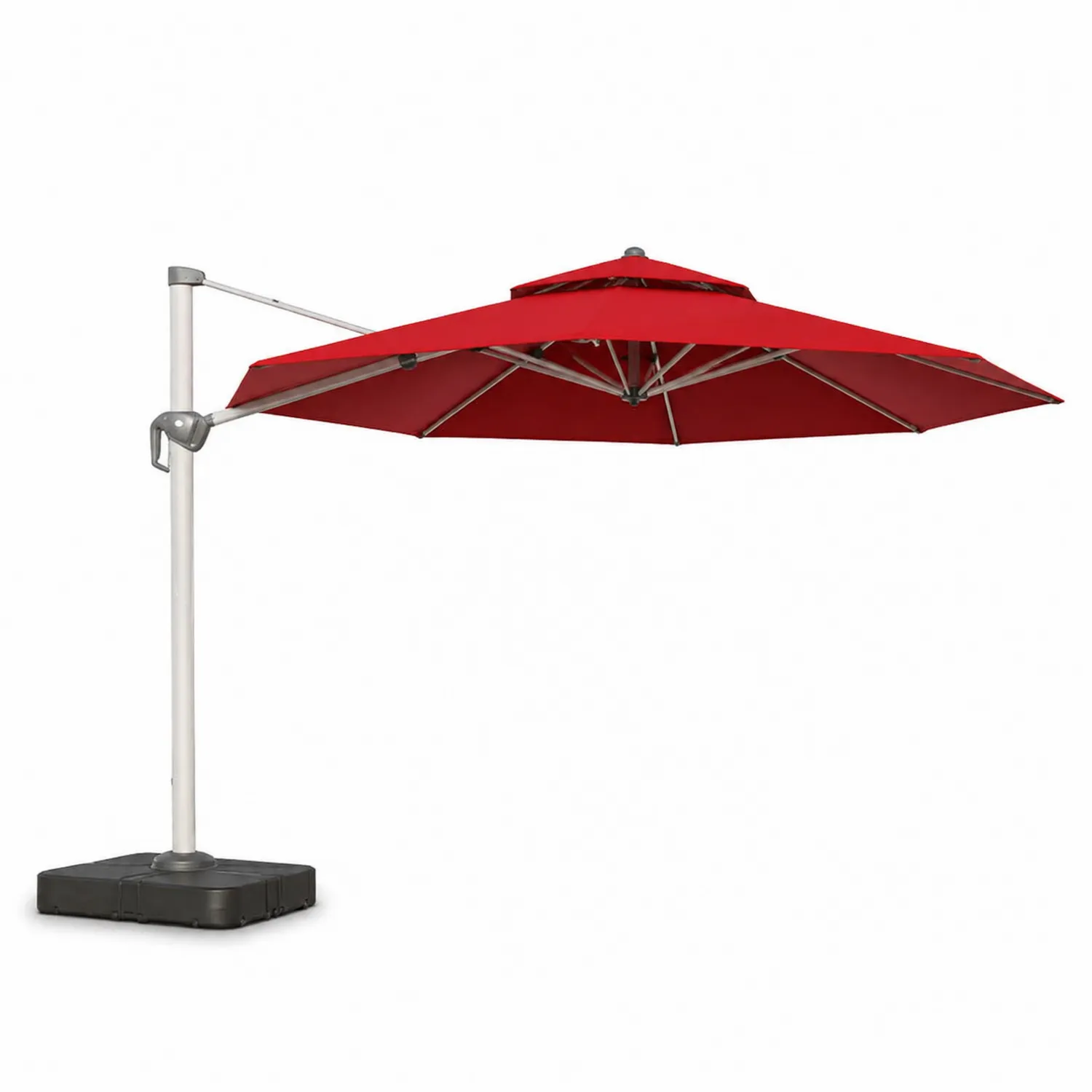 Parasol déporté octogonal 3m en aluminium et polyester rouge