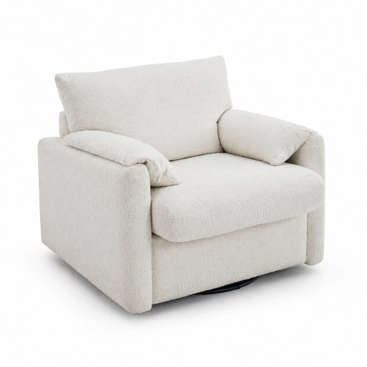 Fauteuil pivotant en tissu bouclé blanc