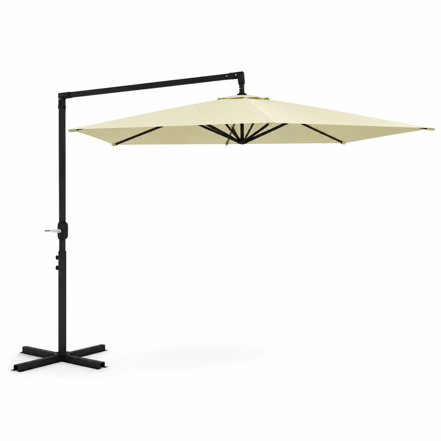 Parasol déporté rectangulaire en aluminium et polyester Beige 3x4m