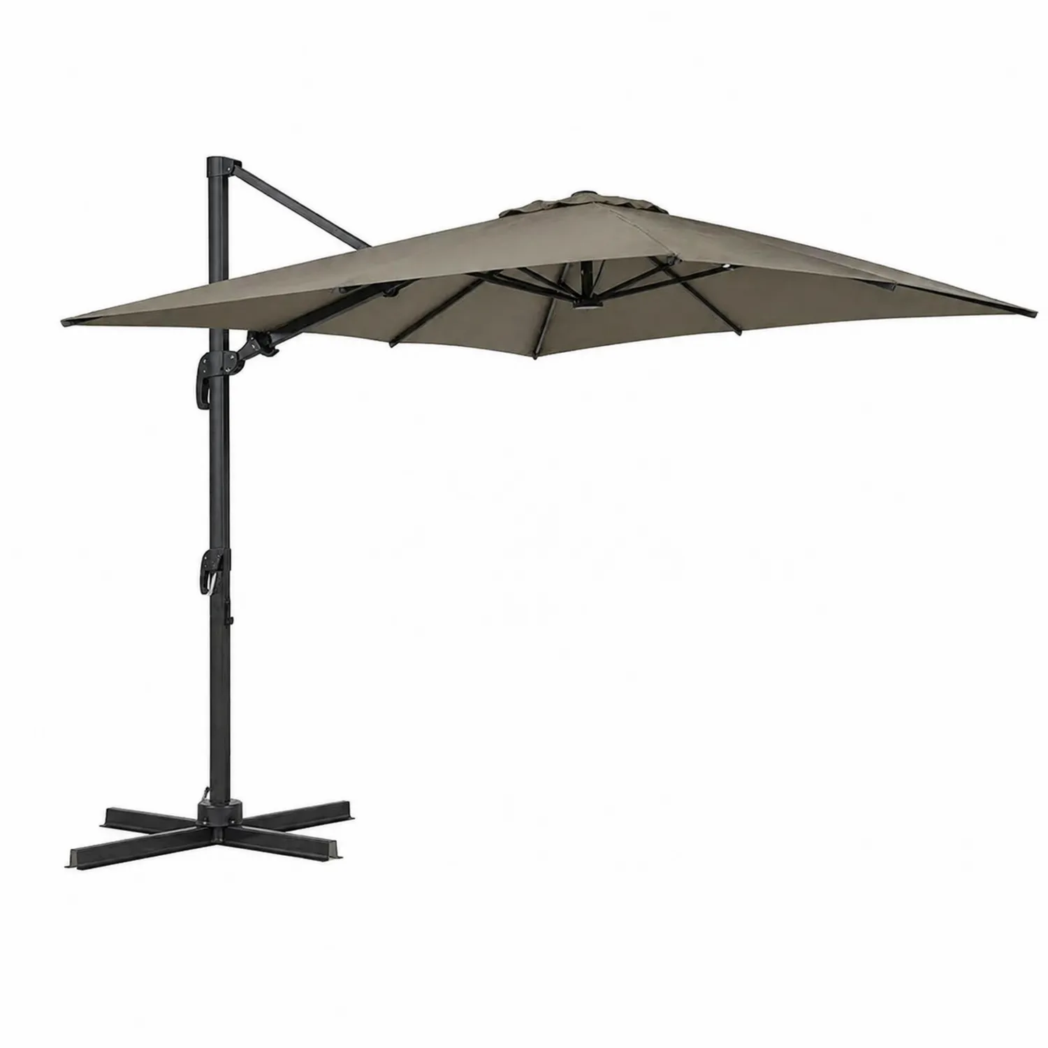 Parasol d'extérieur carré 3m en polyester avec base en aluminium
