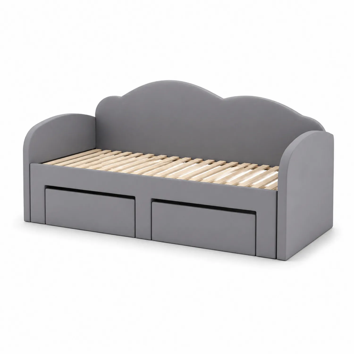 Lit de jour en bois et MDF avec tiroirs 200x90 cm gris