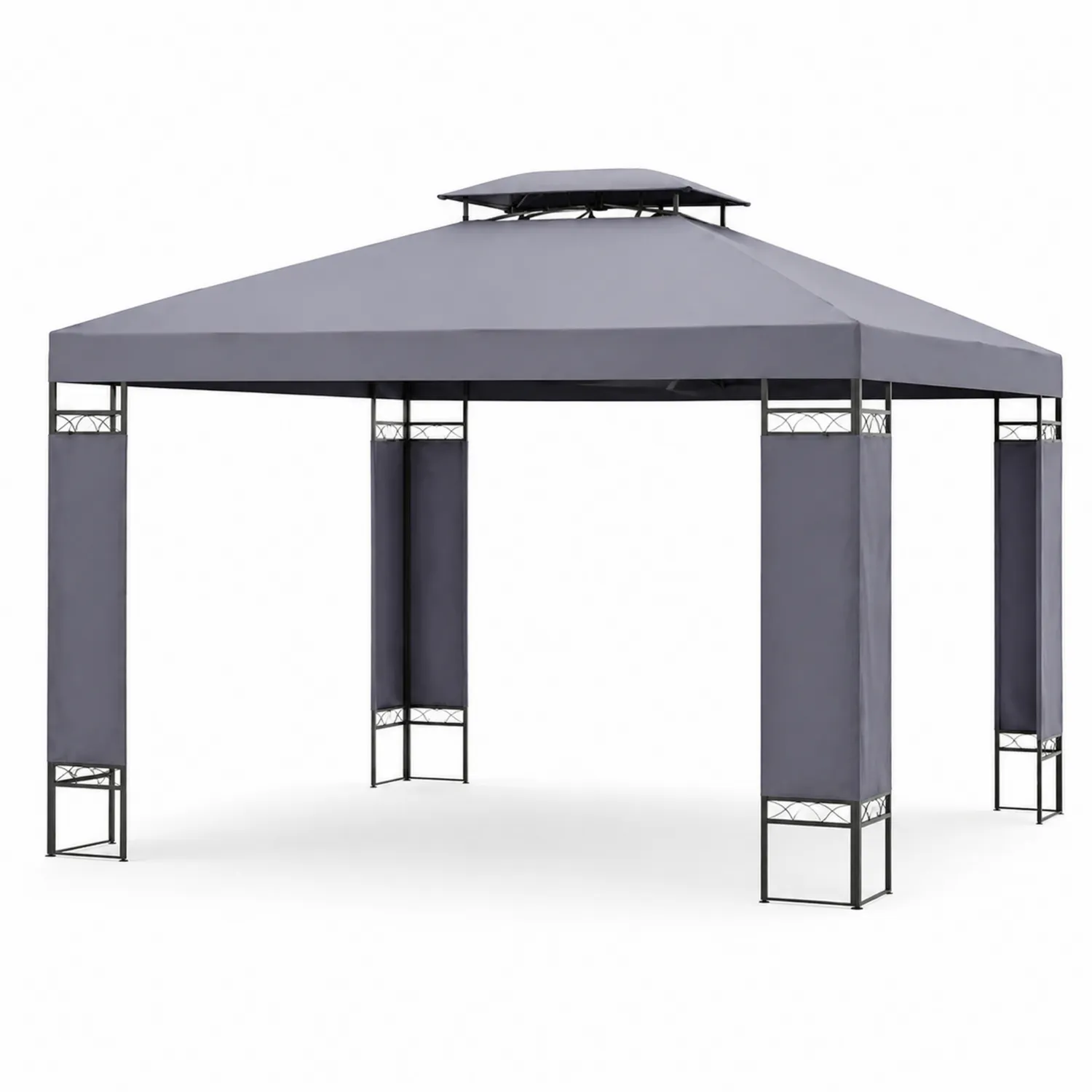 Pavillon de jardin en métal avec toit en polyester 3x3m Gris