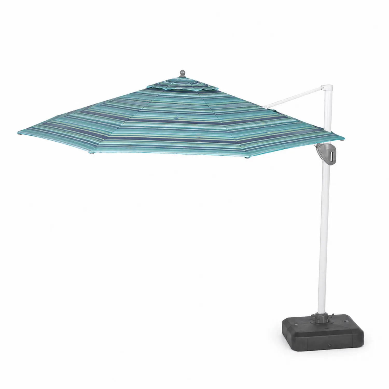 Parasol en aluminium avec toile rayée en polyester 300 cm Bleu