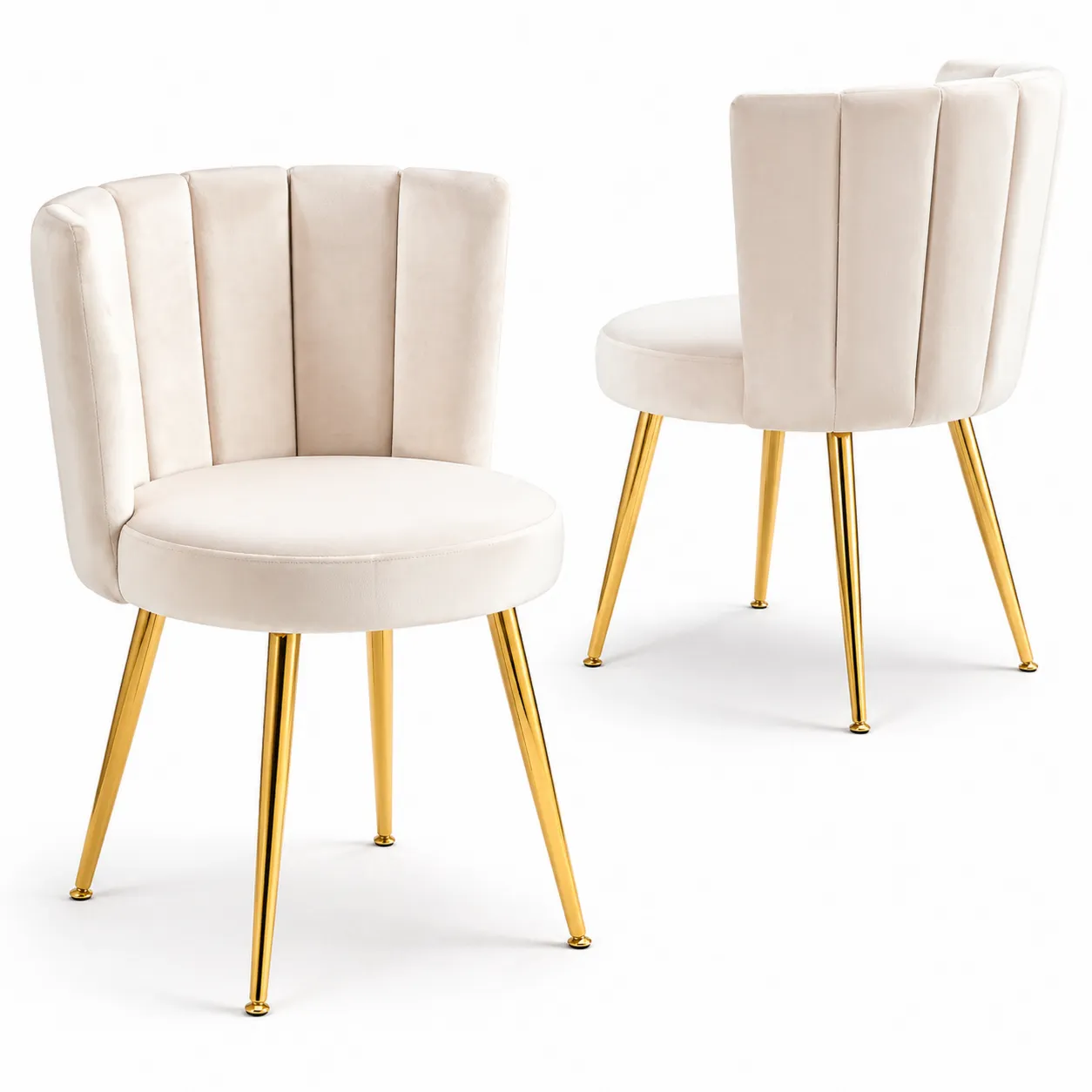 Set di 2 sedie in velluto con gambe in metallo dorato