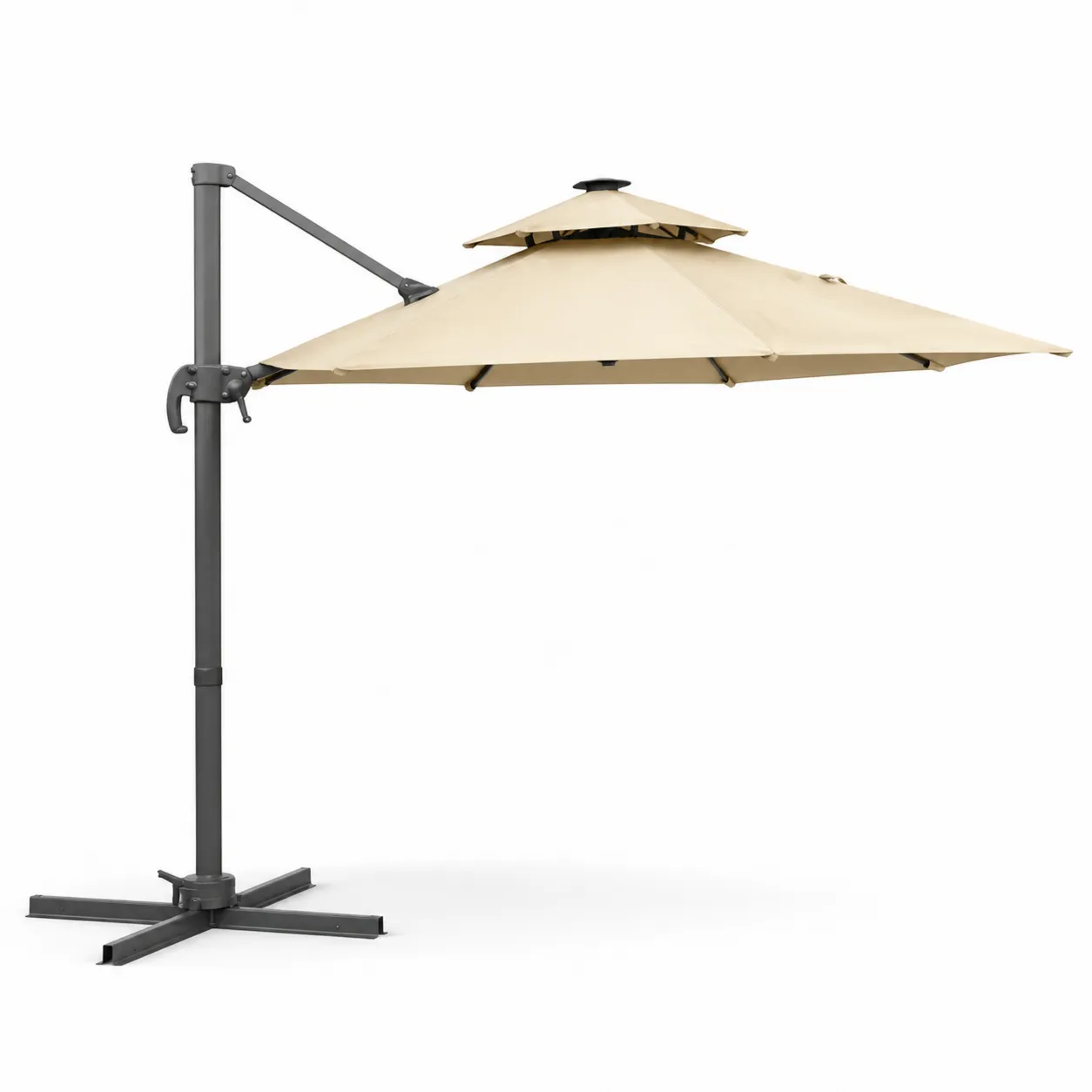 Ombrellone da Giardino in Metallo e Tessuto Beige