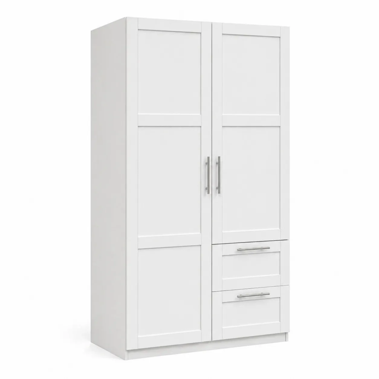 Armadio Bianco in MDF con Ante e Cassetti