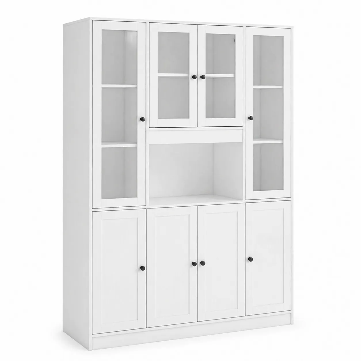 Armadio libreria bianco in MDF con ante in vetro temperato