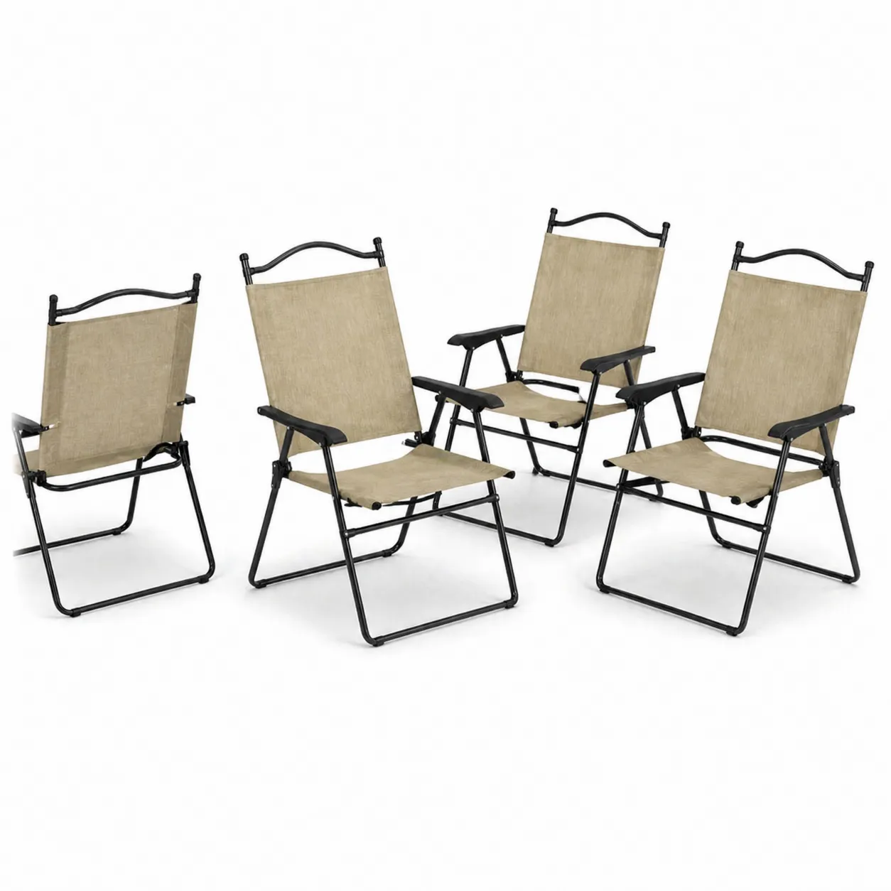 Set di Sedie Pieghevoli in Metallo e Tessuto Beige