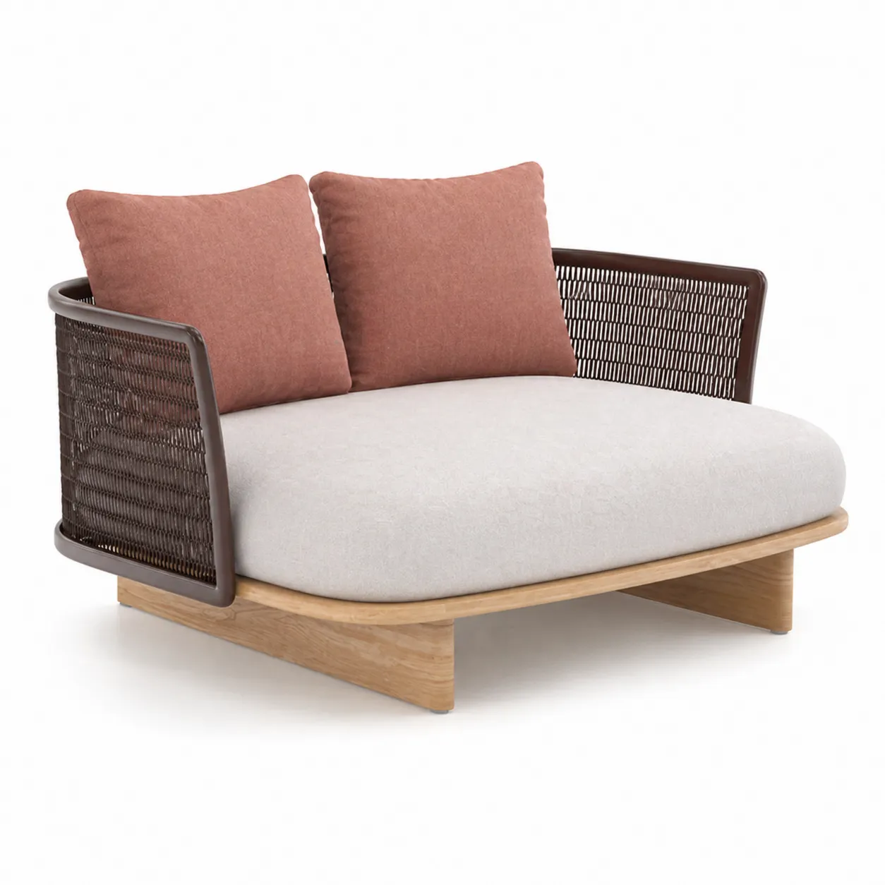 Divano da Esterno in Legno e Rattan Sintetico con Cuscini