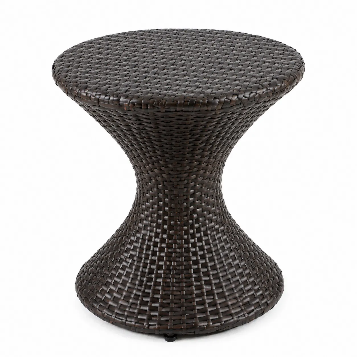 Tavolino rotondo in rattan sintetico marrone