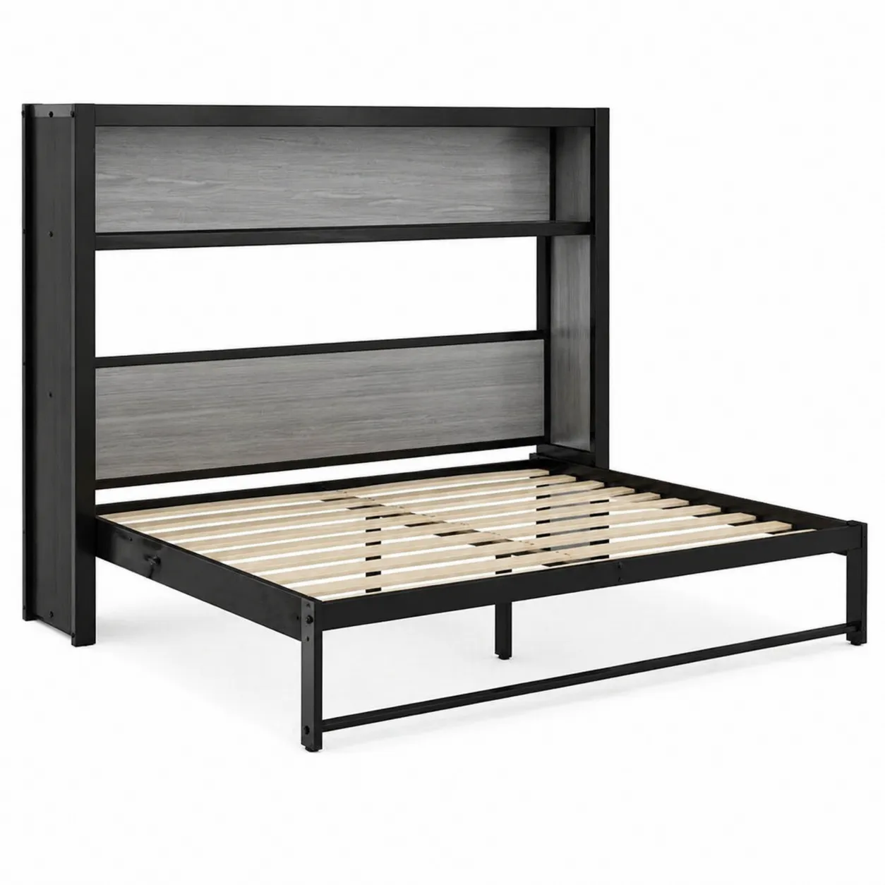 Letto a scomparsa in metallo e pannelli in legno 200x160 cm