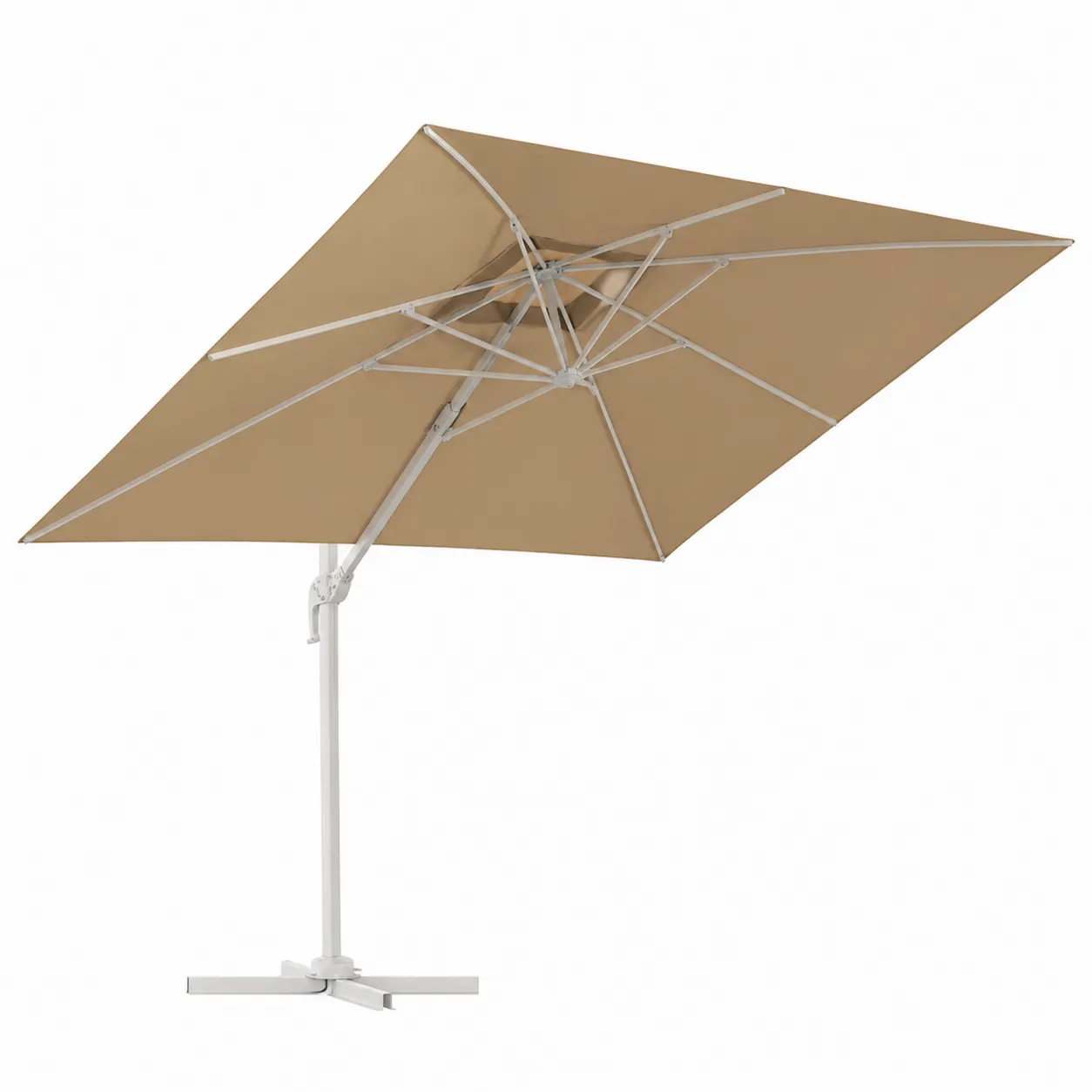 Ombrellone da Giardino Rettangolare in Tessuto di Poliestere e Struttura in Alluminio Beige