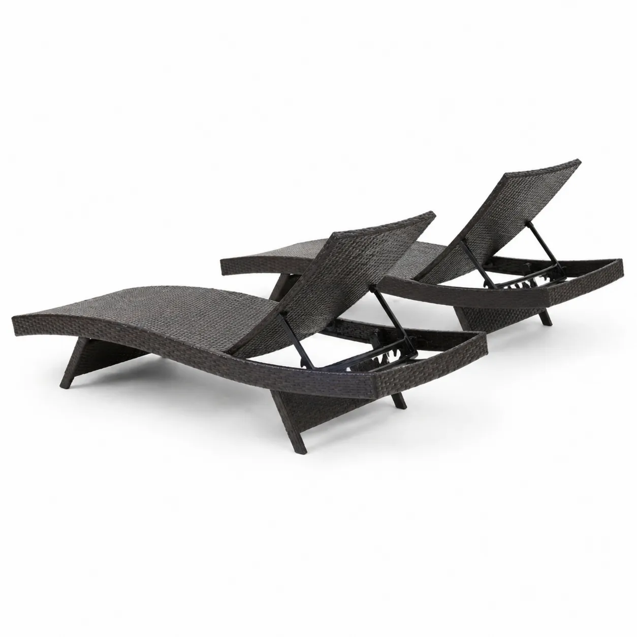Set di 2 Sdraio in Polyrattan con Struttura Metallo Marrone