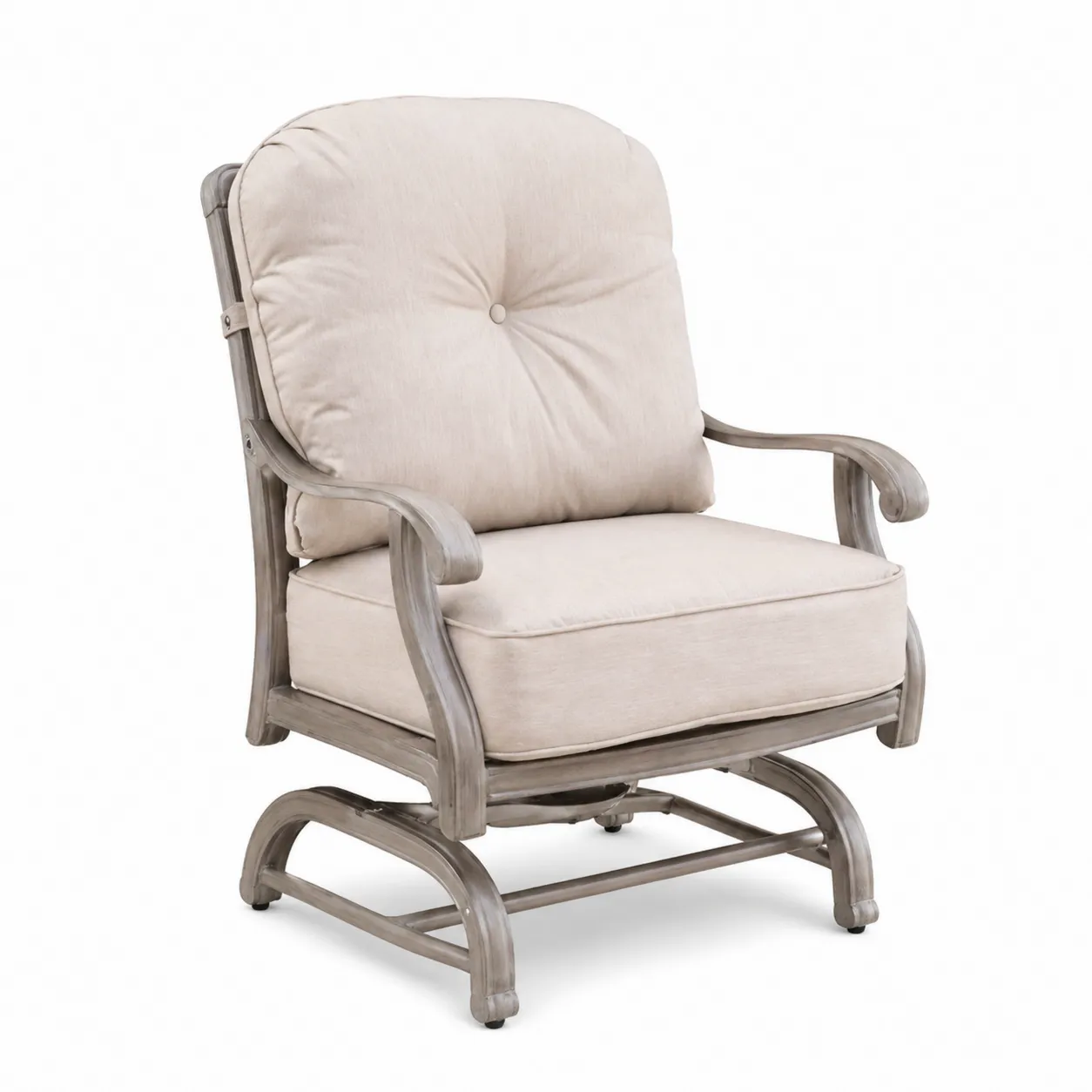 Sedia in metallo con cuscini beige