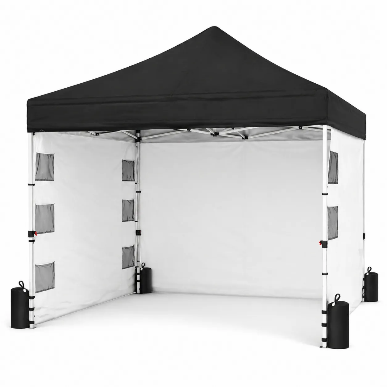 Gazebo pieghevole 3x3 m in acciaio con copertura in tessuto e tetto nero