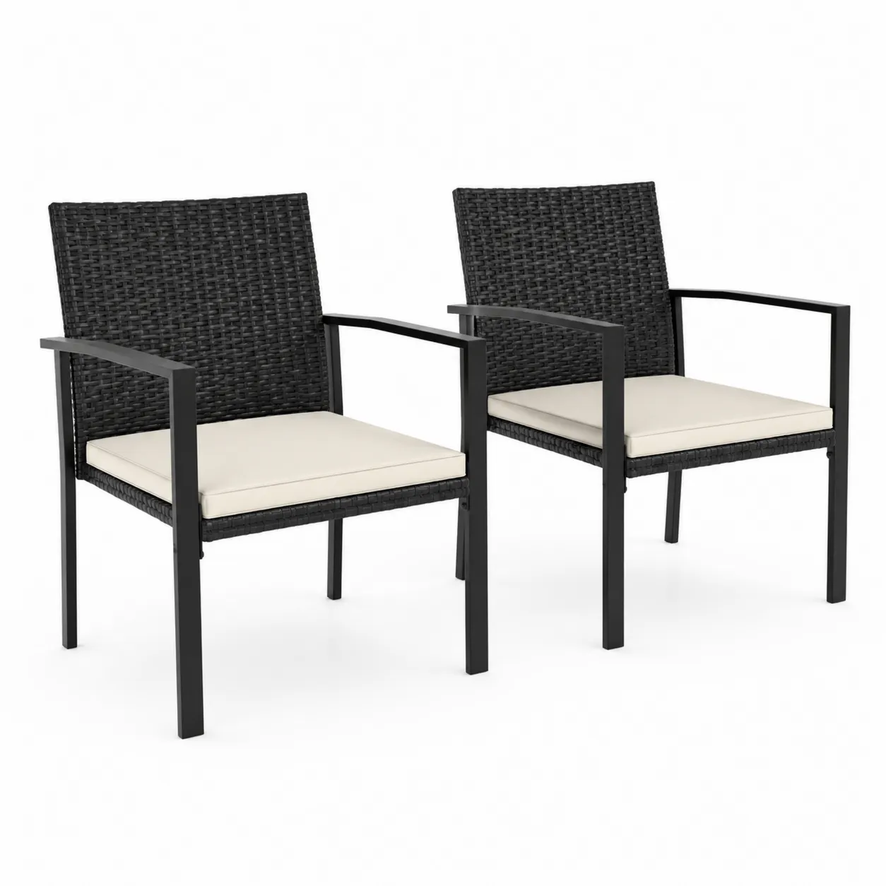 Set di 2 Sedie in Rattan con Cuscini