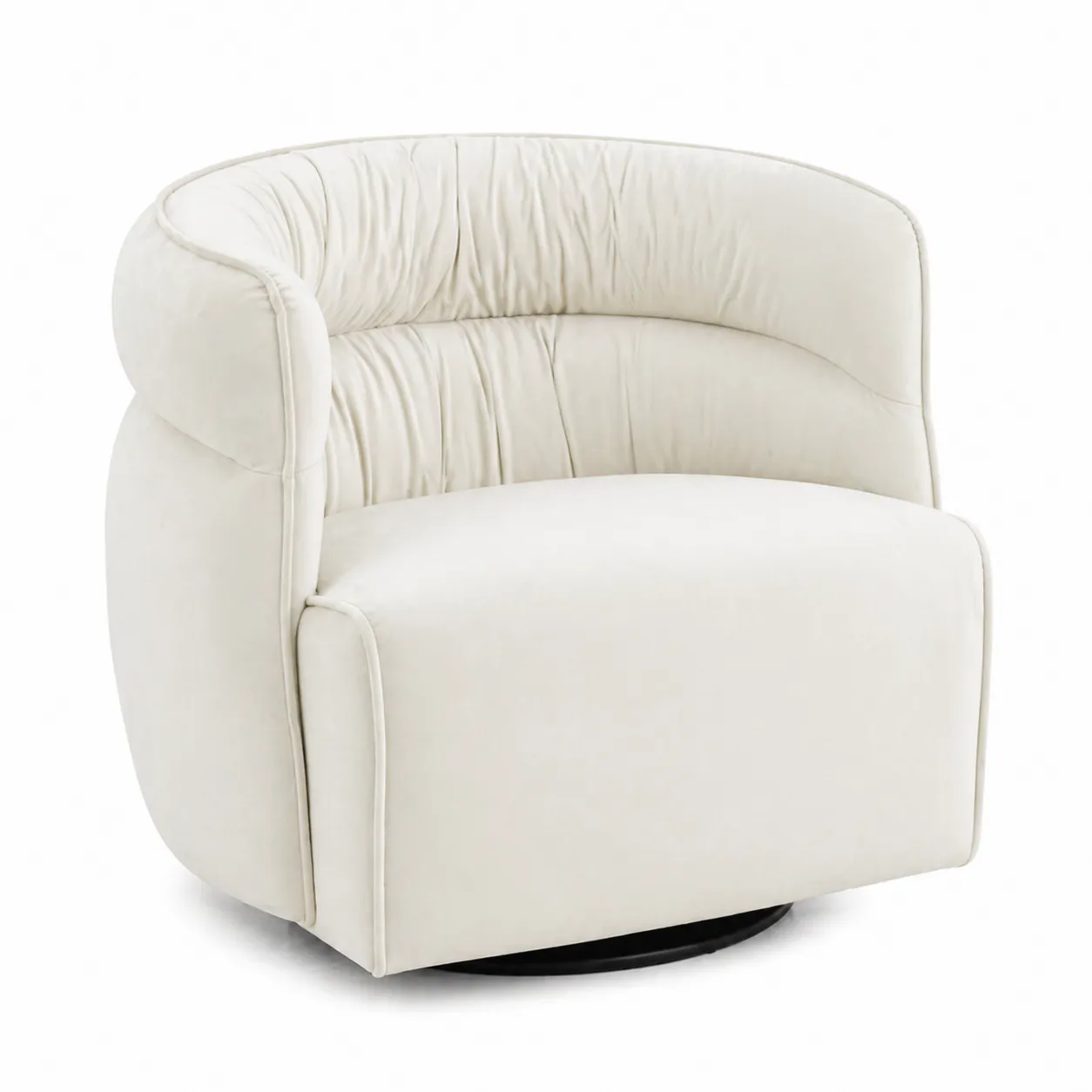 Poltrona girevole in tessuto crema