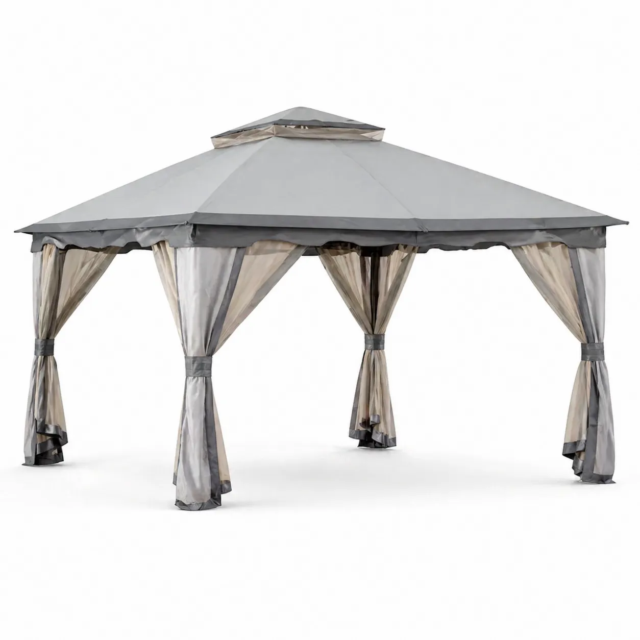 Gazebo da Giardino in Acciaio e Poliestere Grigio