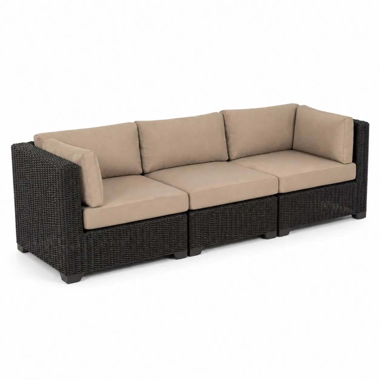 Divano modulare in rattan sintetico con cuscini Beige
