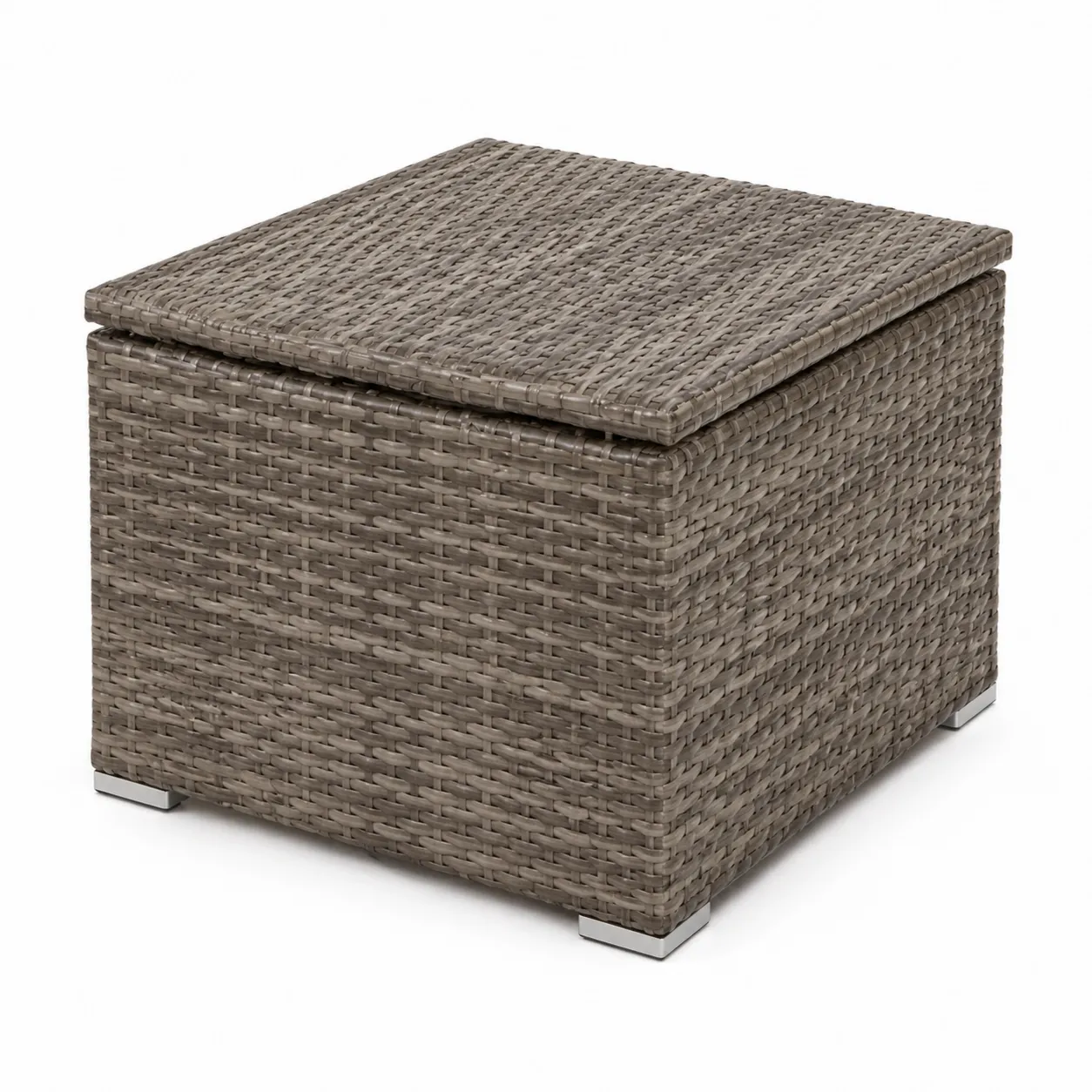 Tavolino in Rattan Sintetico con Struttura in Acciaio, 60x60x43 cm