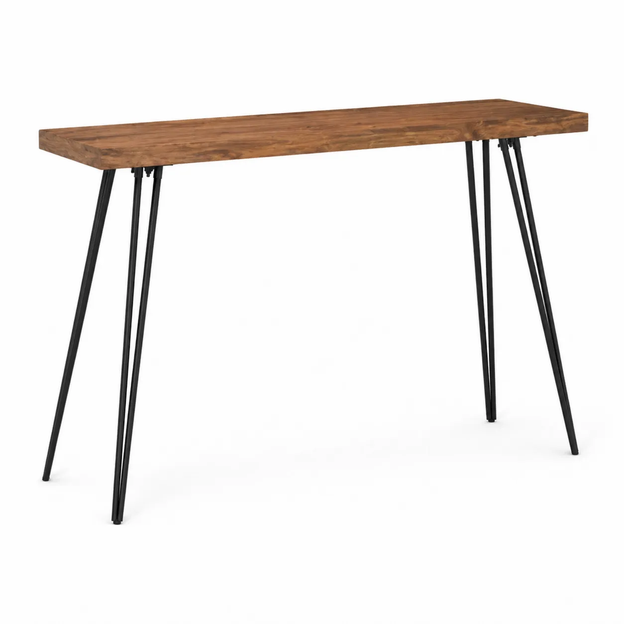 Consolle tavolo rettangolare in legno di acacia e metallo 120x30x75 cm