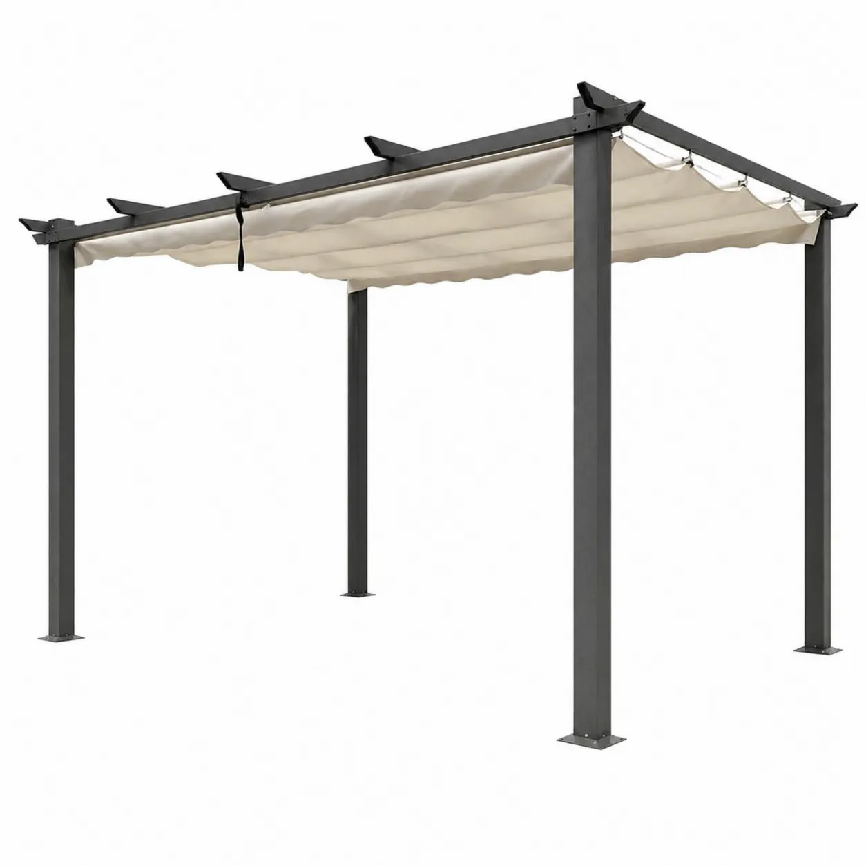 Pergola in Alluminio con Tetto Scorrevole Beige 300x300 cm