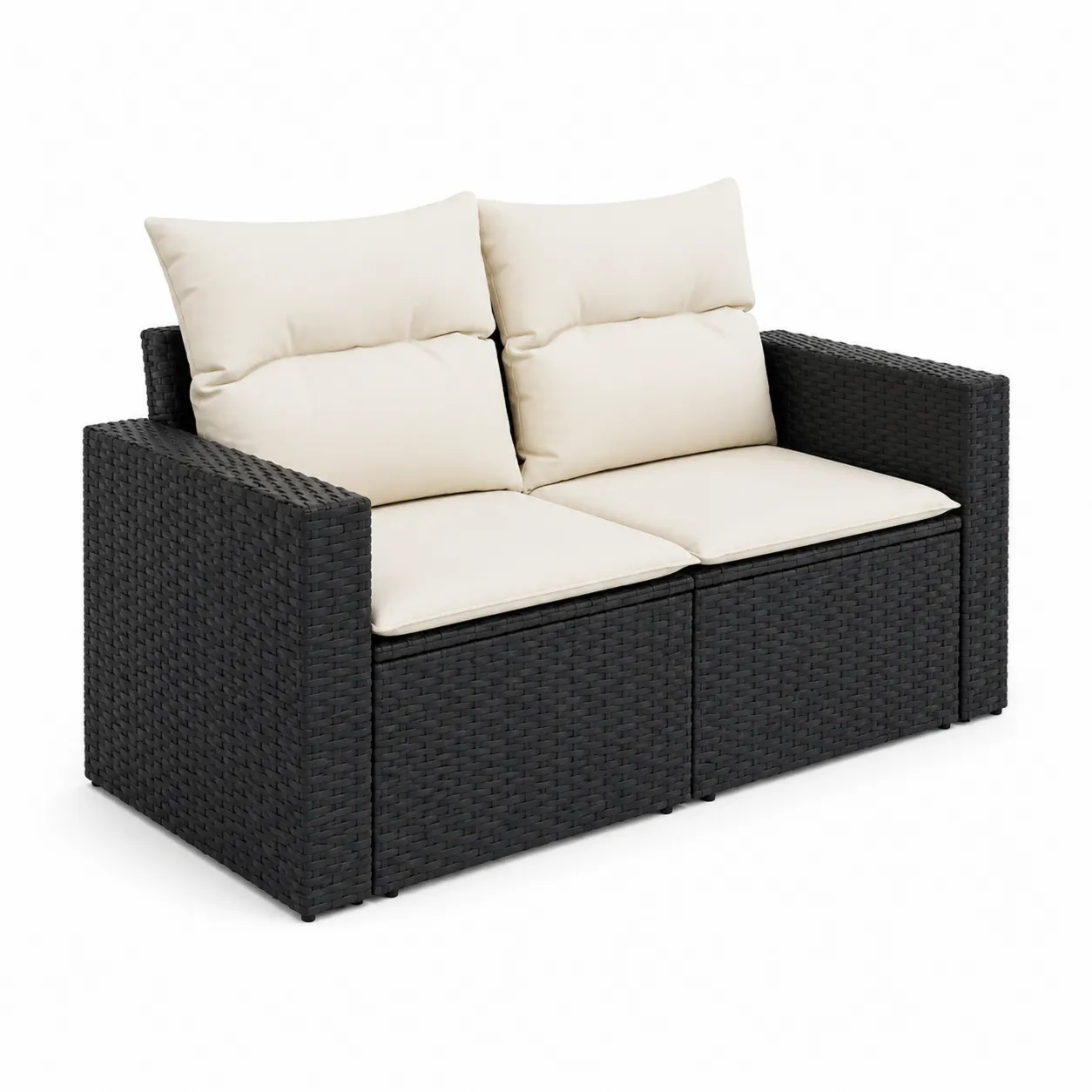 Divano da giardino in Rattan con Cuscini Crema