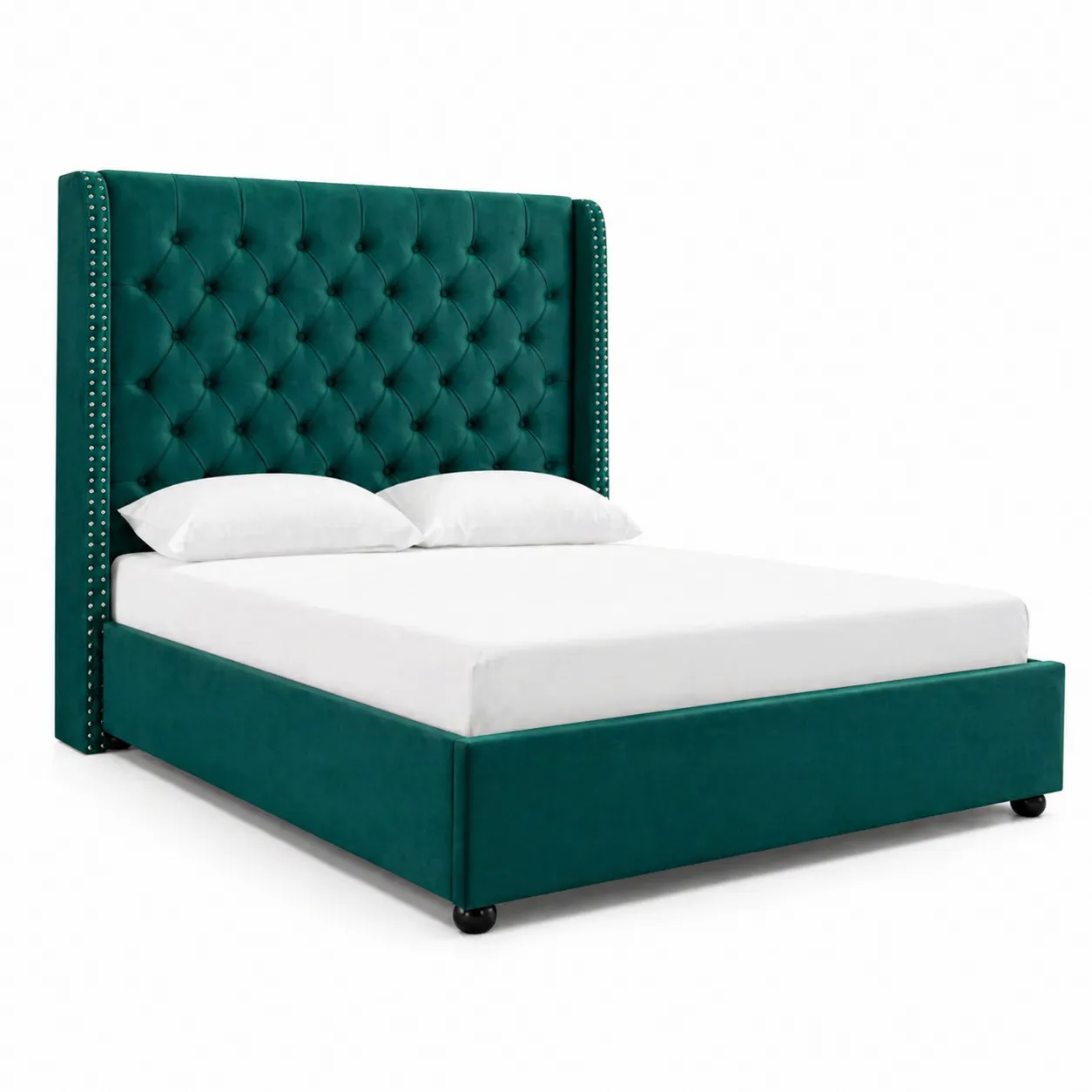 Letto in Velluto con Testiera Imbottita 200x160 cm