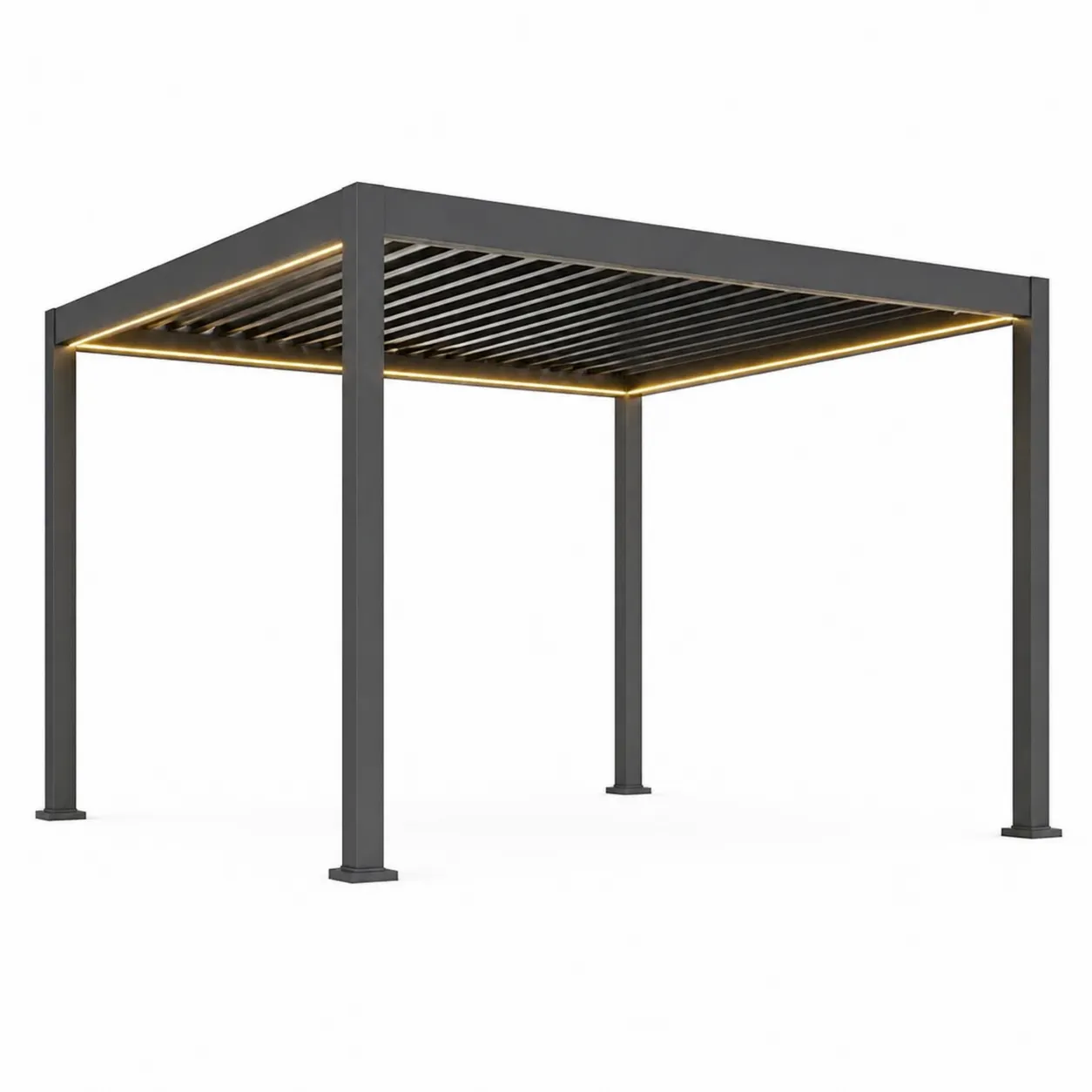 Gazebo in Alluminio con Tetto Regolabile e LED 300x300 cm Grigio