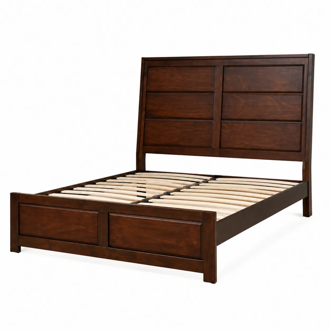 Letto matrimoniale in legno massello verniciato marrone