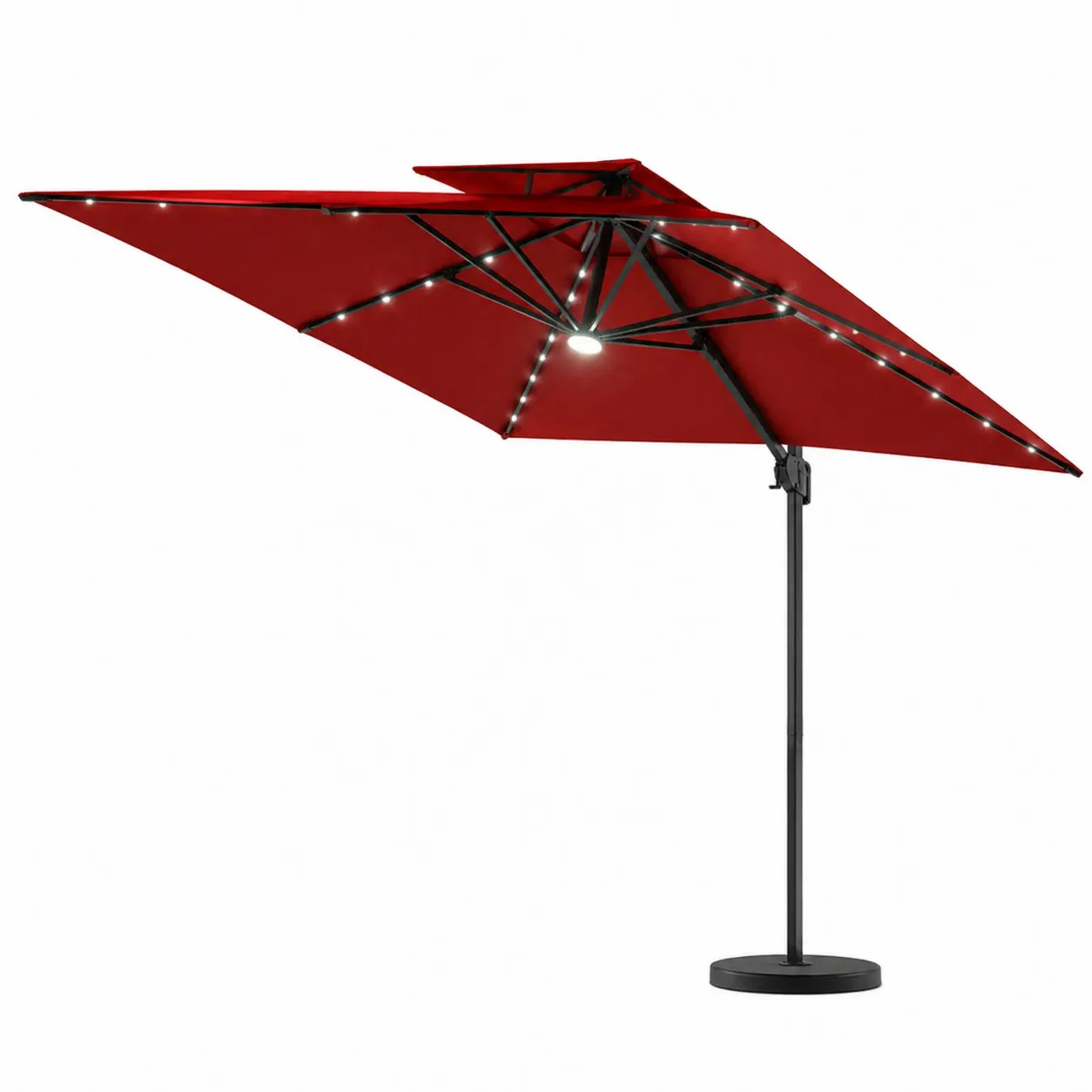 Parasol rectangulaire en aluminium avec LED 300x400 cm Rouge-Solvicar