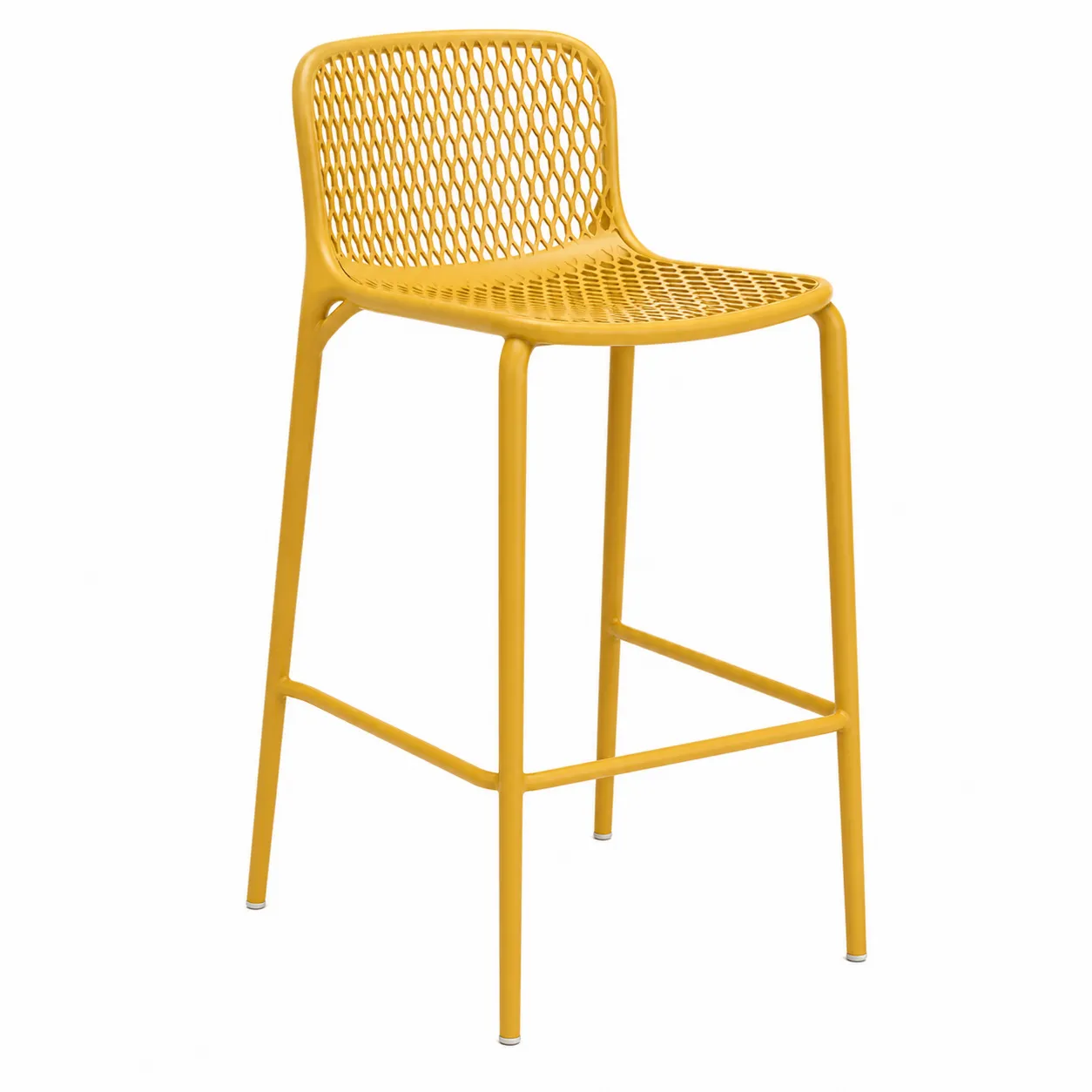 Tabouret de bar en plastique et métal Jaune 75 cm-Solvicar