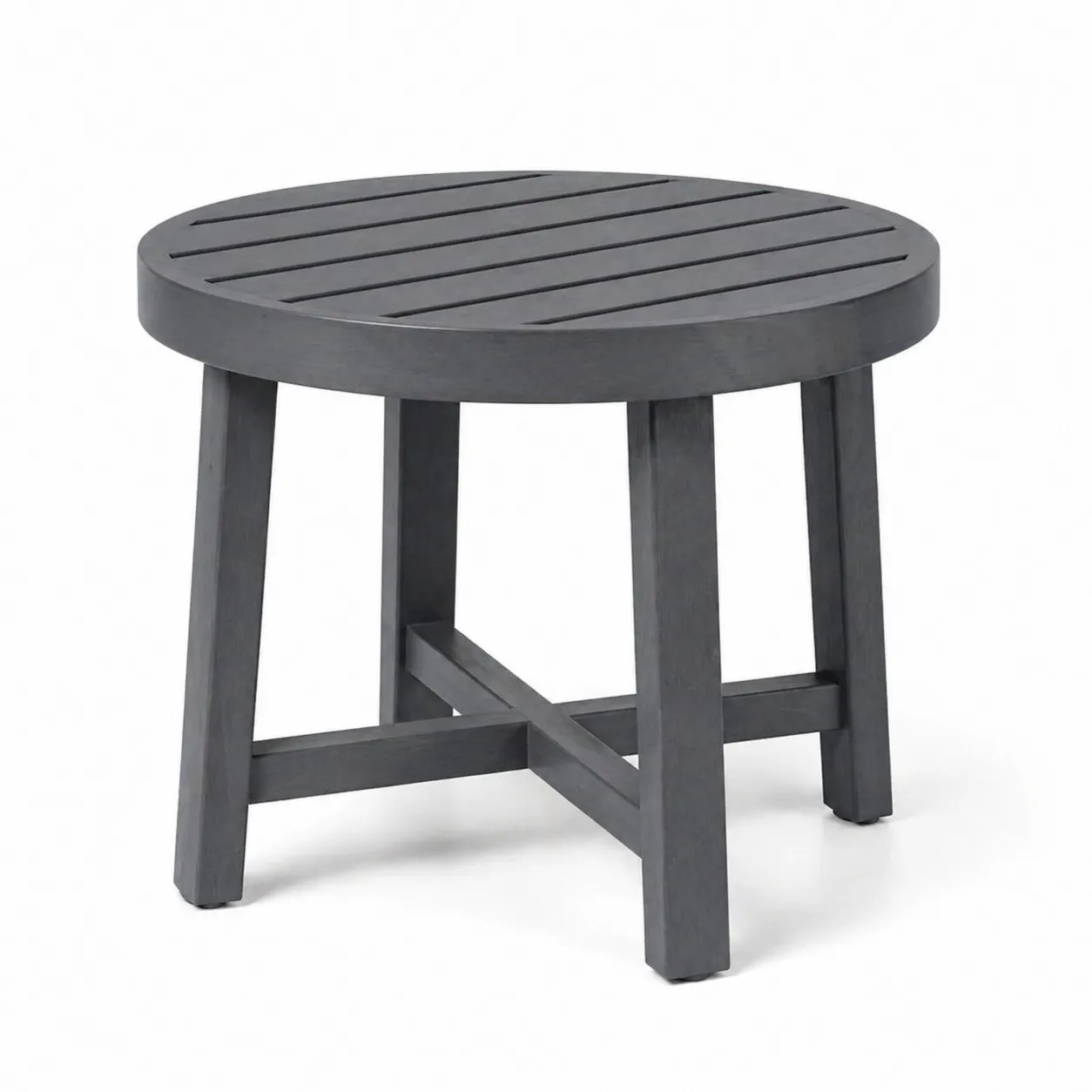 Table d'appoint ronde en bois composite Gris 50 cm-Solvicar