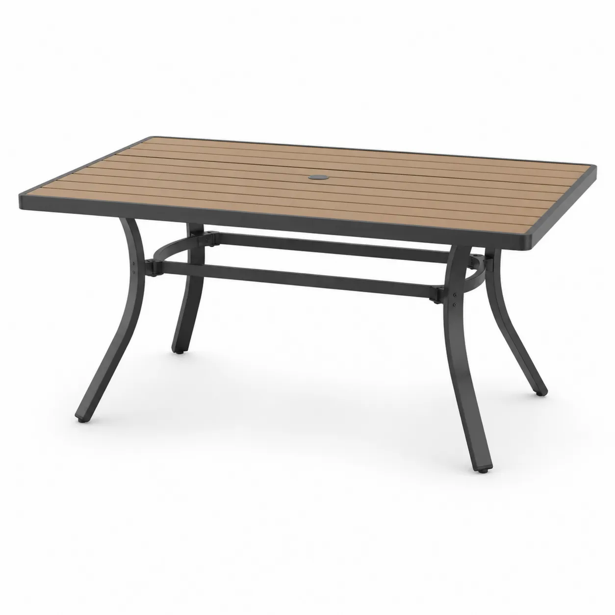 Table de Jardin Rectangulaire Métal et Bois Composite 150x90x75 cm-Solvicar