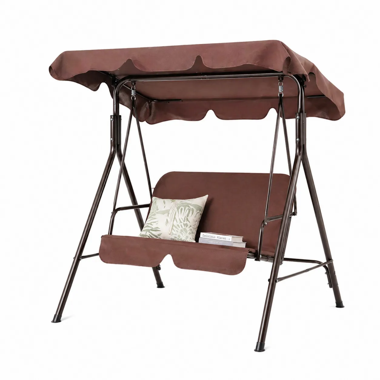 Balancelle extérieure en acier et polyester Marron-Solvicar