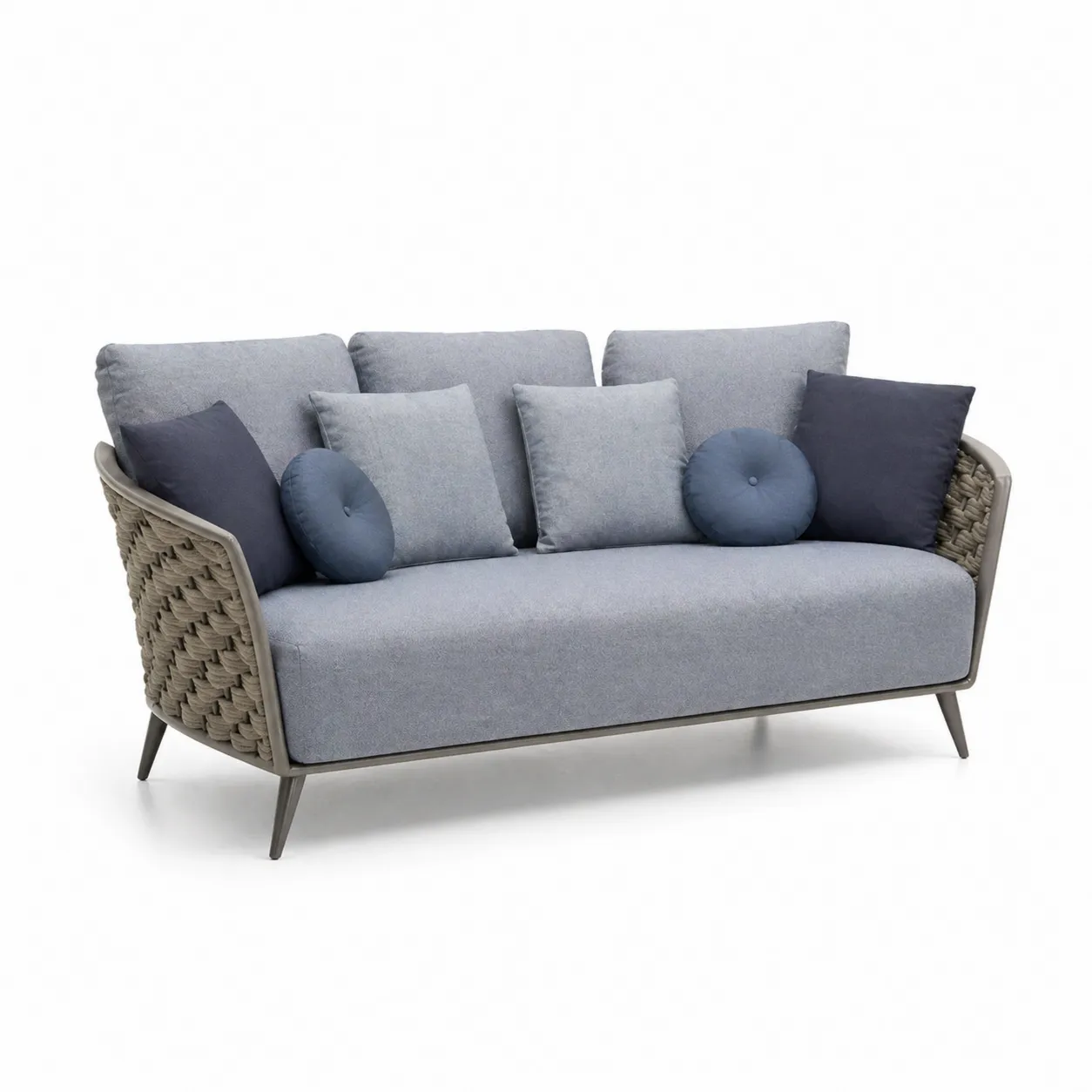 Canapé de Jardin 3 Places en Aluminium et Polyester Gris Clair-Solvicar