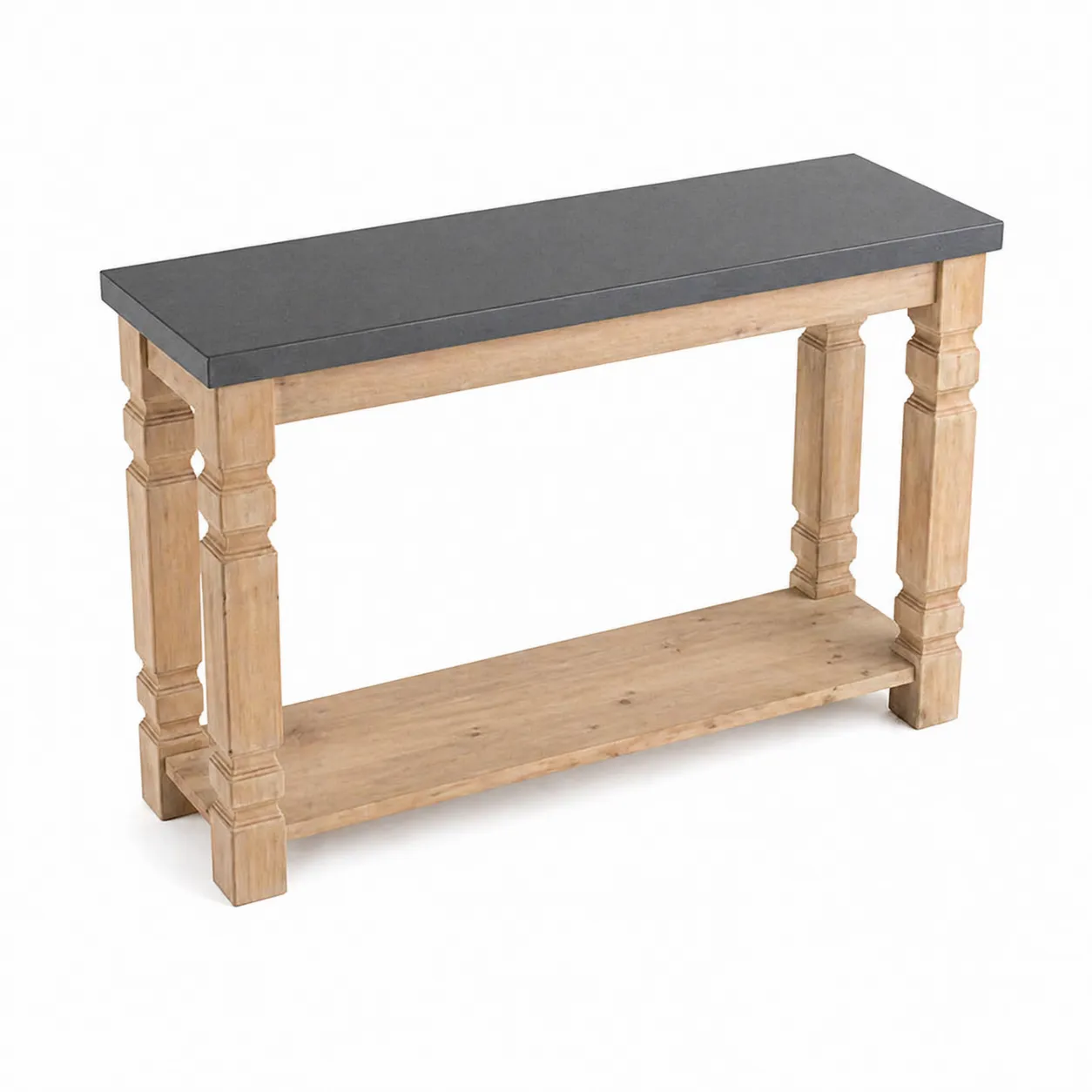 Table console en bois de manguier et pierre-Solvicar
