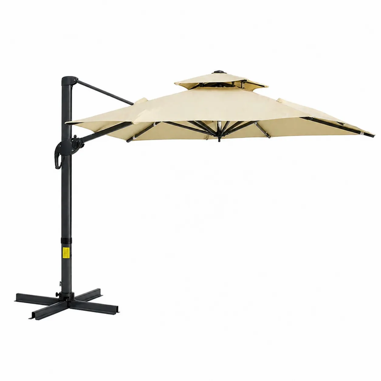Parasol Déporté Rond 3 m Tissu Beige Pied Aluminium-Solvicar