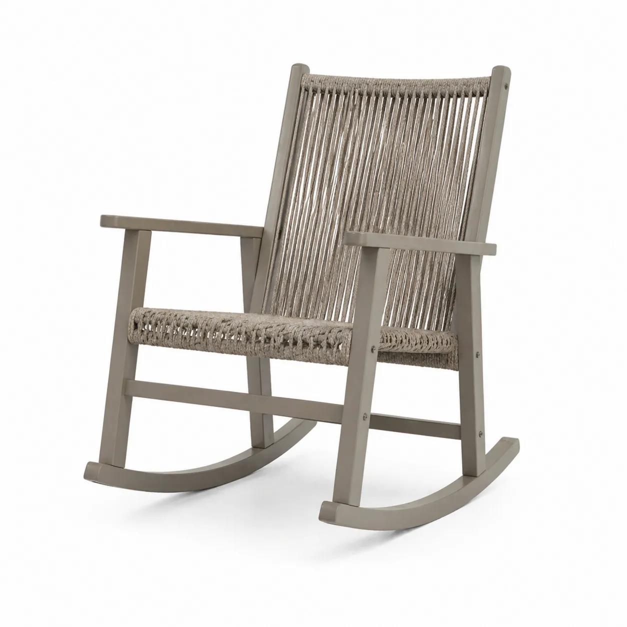 Chaise à bascule en bois et corde beige-Solvicar