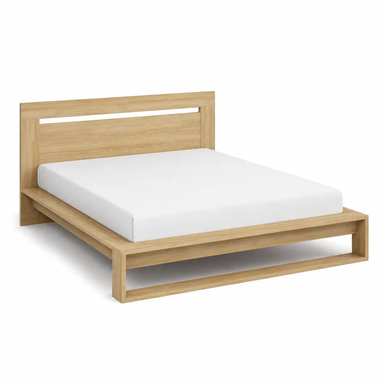 Lit double en bois de chêne 200x160 cm-Solvicar