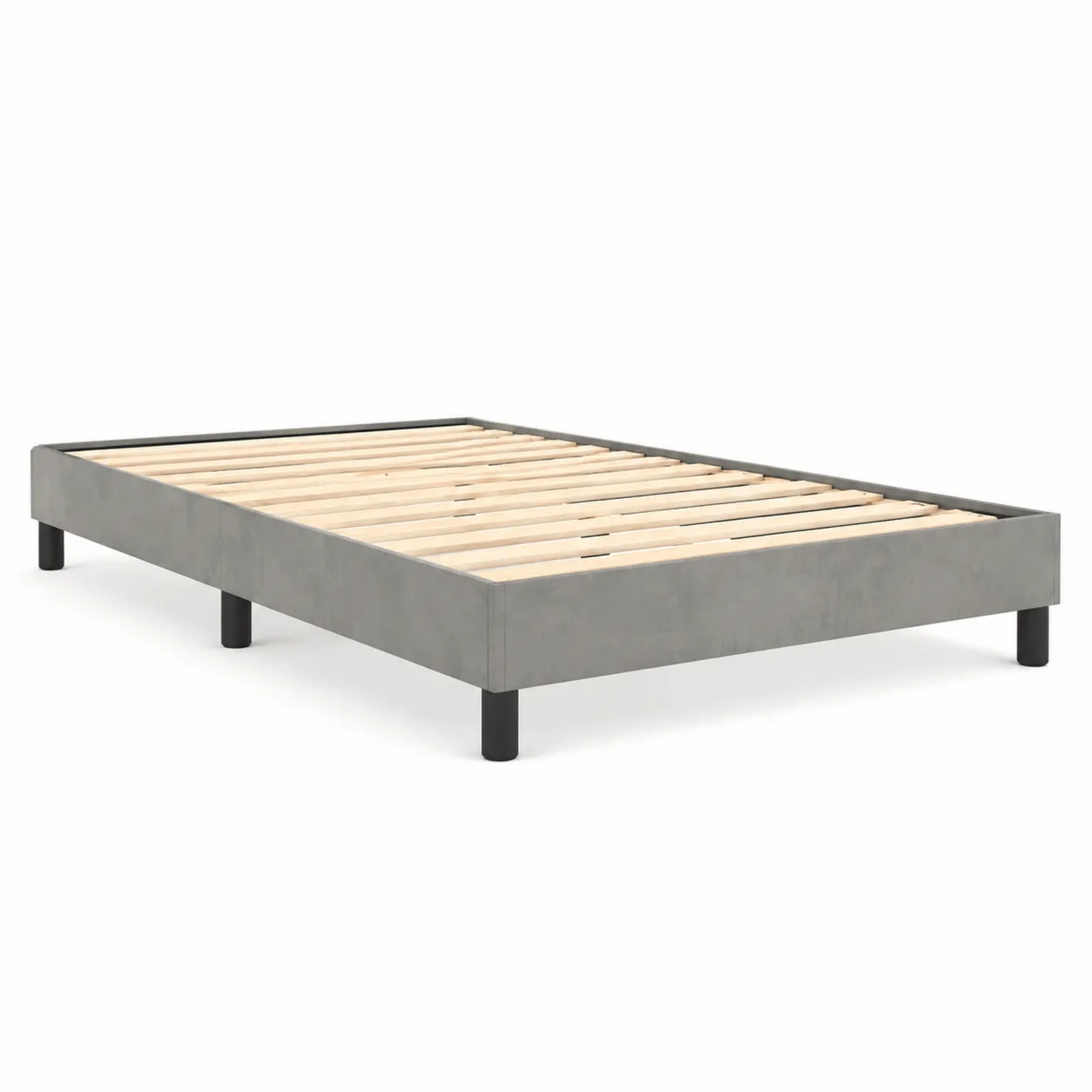 Cadre de Lit en Métal et Bois de Pin 200x140 cm Gris-Solvicar