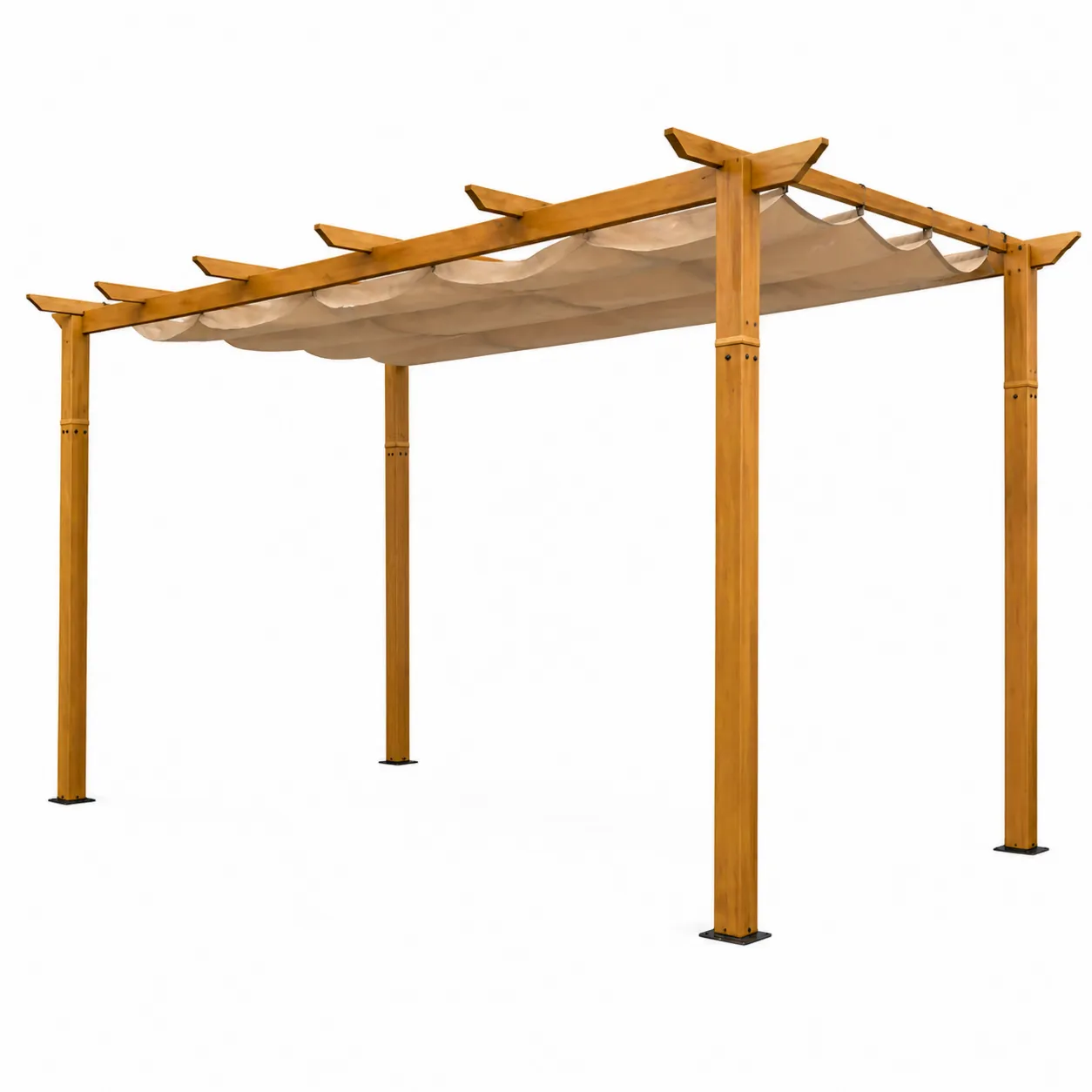 Pergola en bois avec toit ajustable en polyester résistant-Solvicar