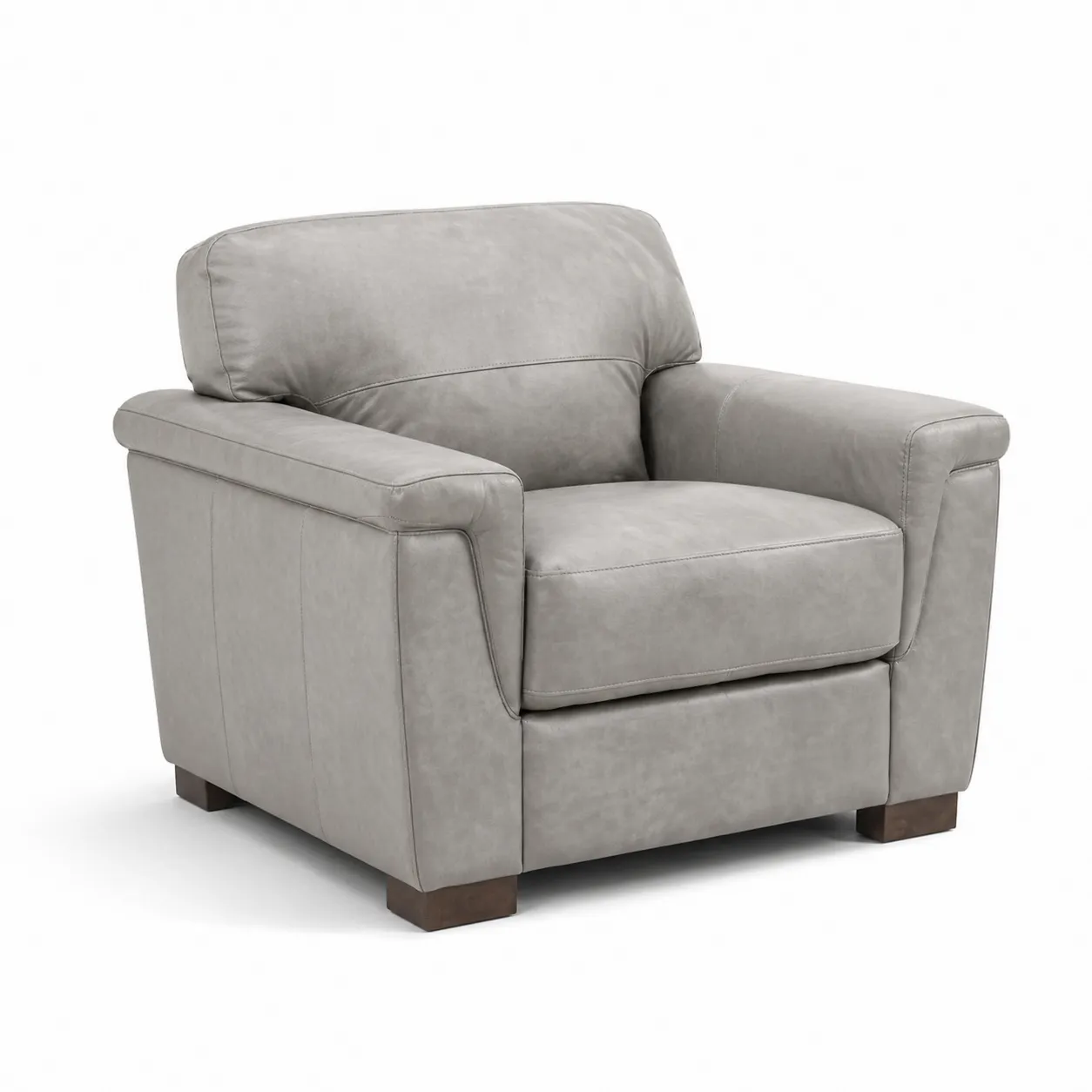 Fauteuil en similicuir gris avec pieds en bois-Solvicar