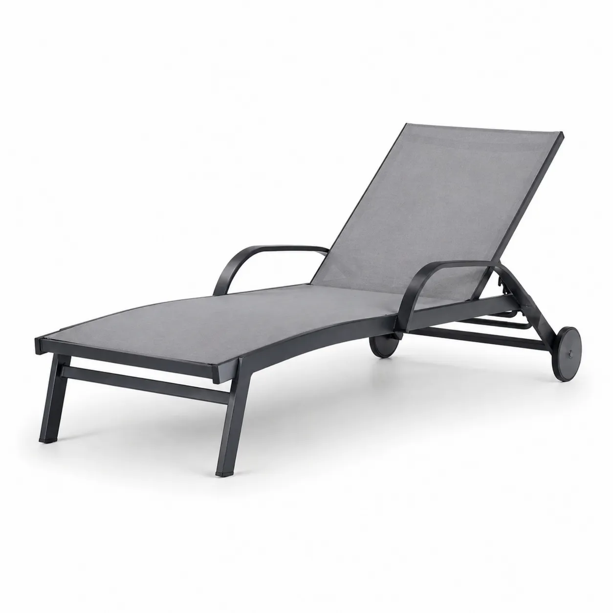 Chaise longue extérieure réglable en aluminium et textilène gris-Solvicar