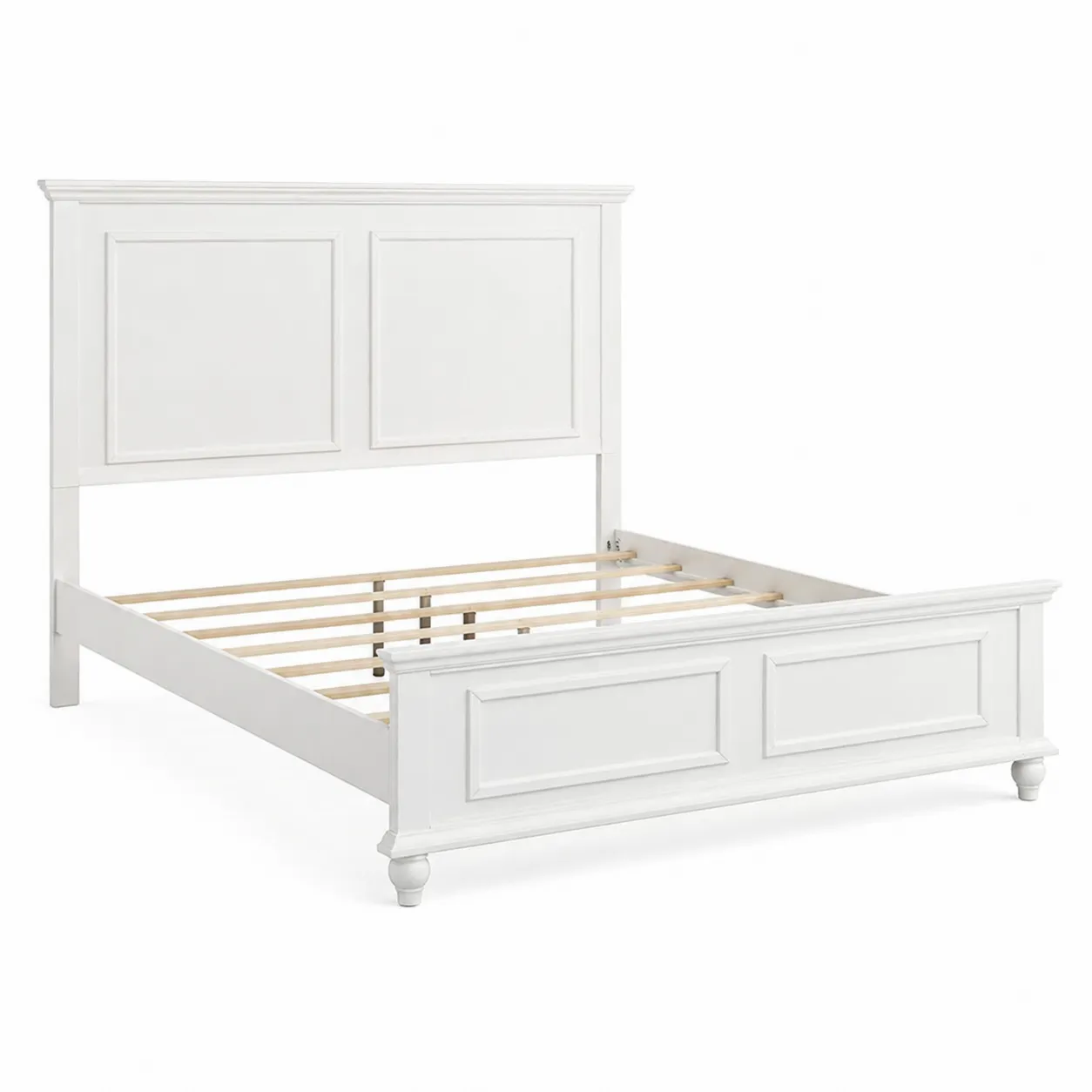 Lit en bois massif blanc avec tête de lit 200x160 cm-Solvicar