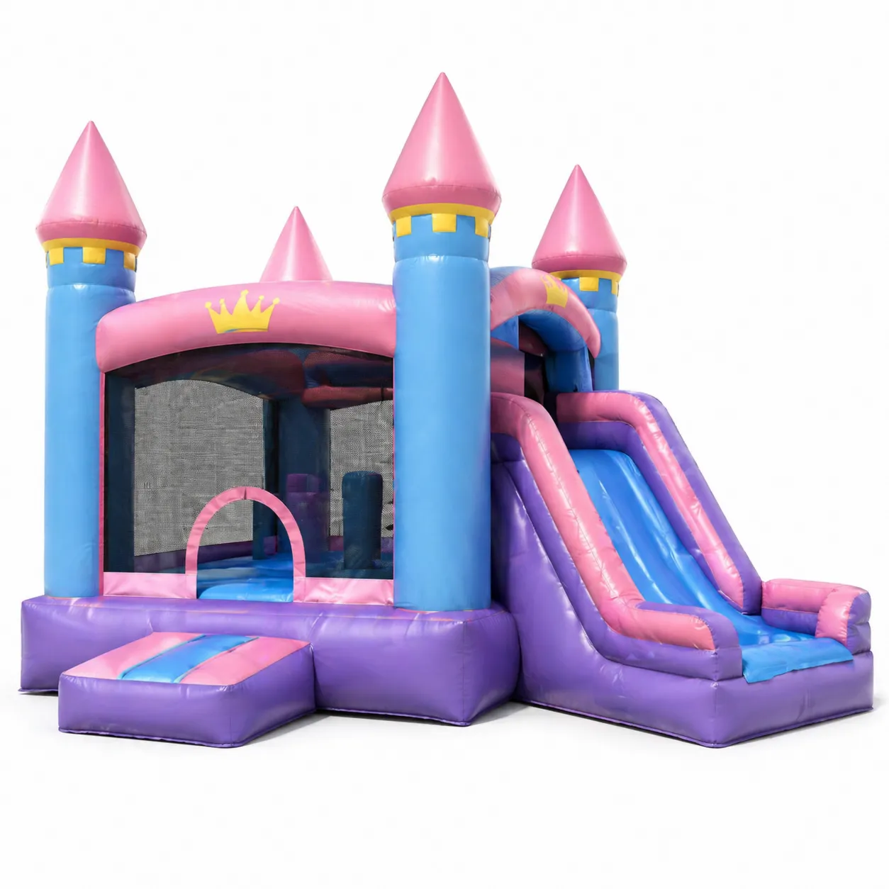 Château gonflable avec toboggan en PVC Rose/Bleu/Violet-Solvicar