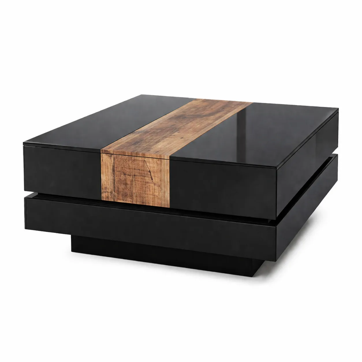 Table basse en bois et MDF Noir 90x90x35 cm-Solvicar