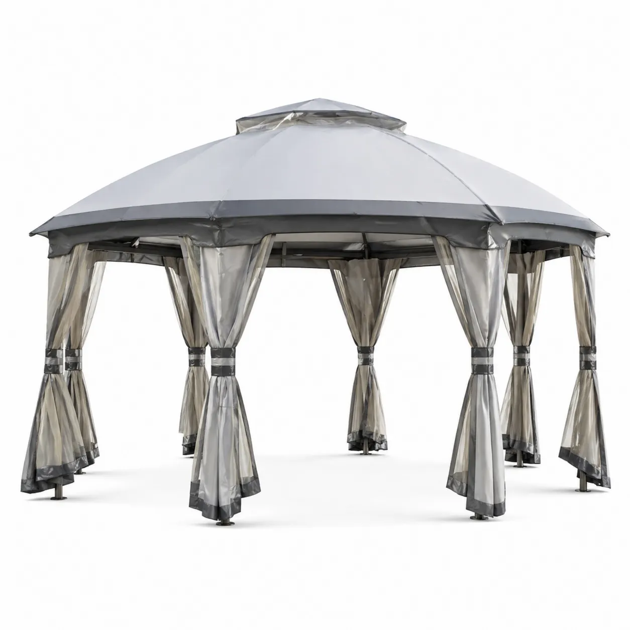 Pavillon de jardin octogonal avec structure en acier et toit en polyester-Solvicar